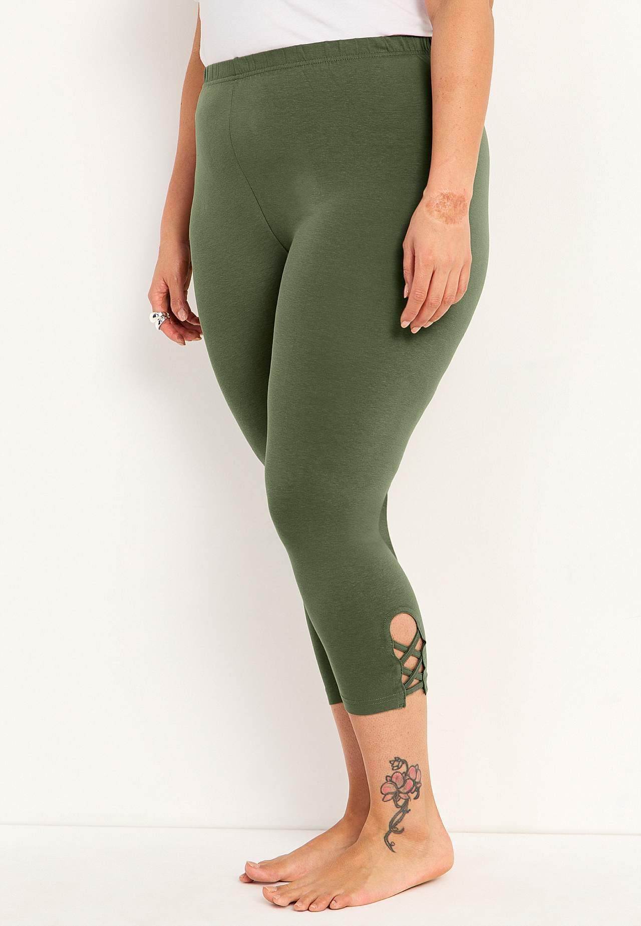 Caprileggings med fine detaljer 2-pack