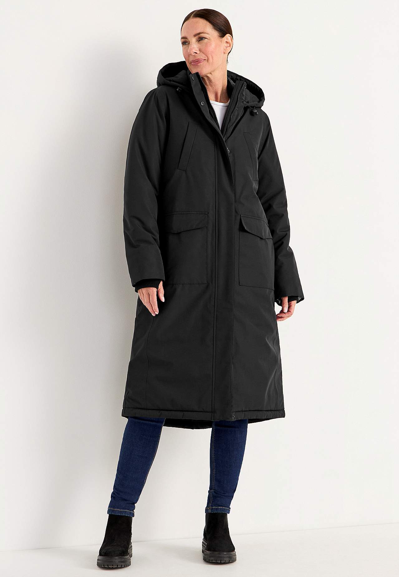 Funksjonell, varm-foret, lang parkas