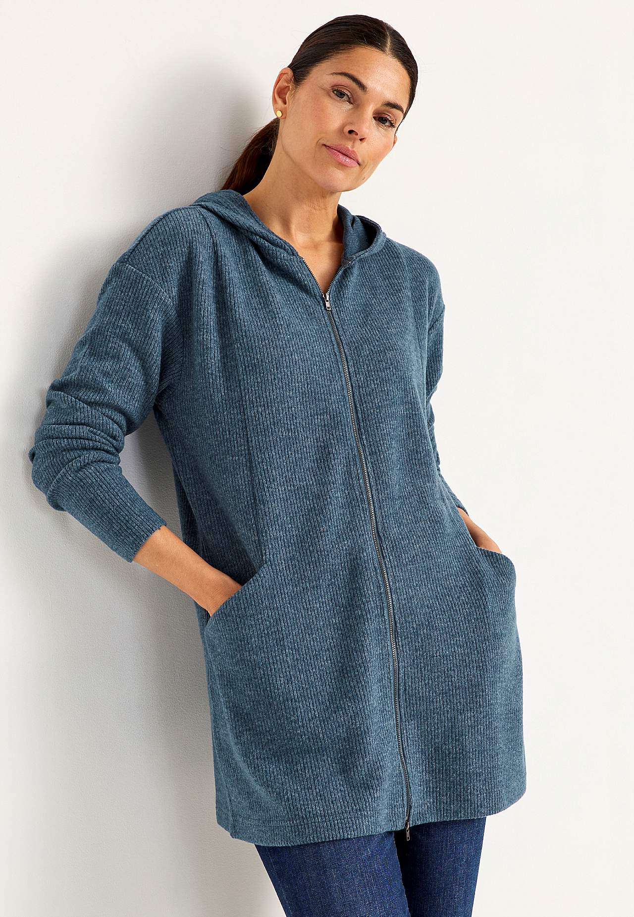 Supermyk lang cardigan med lommer