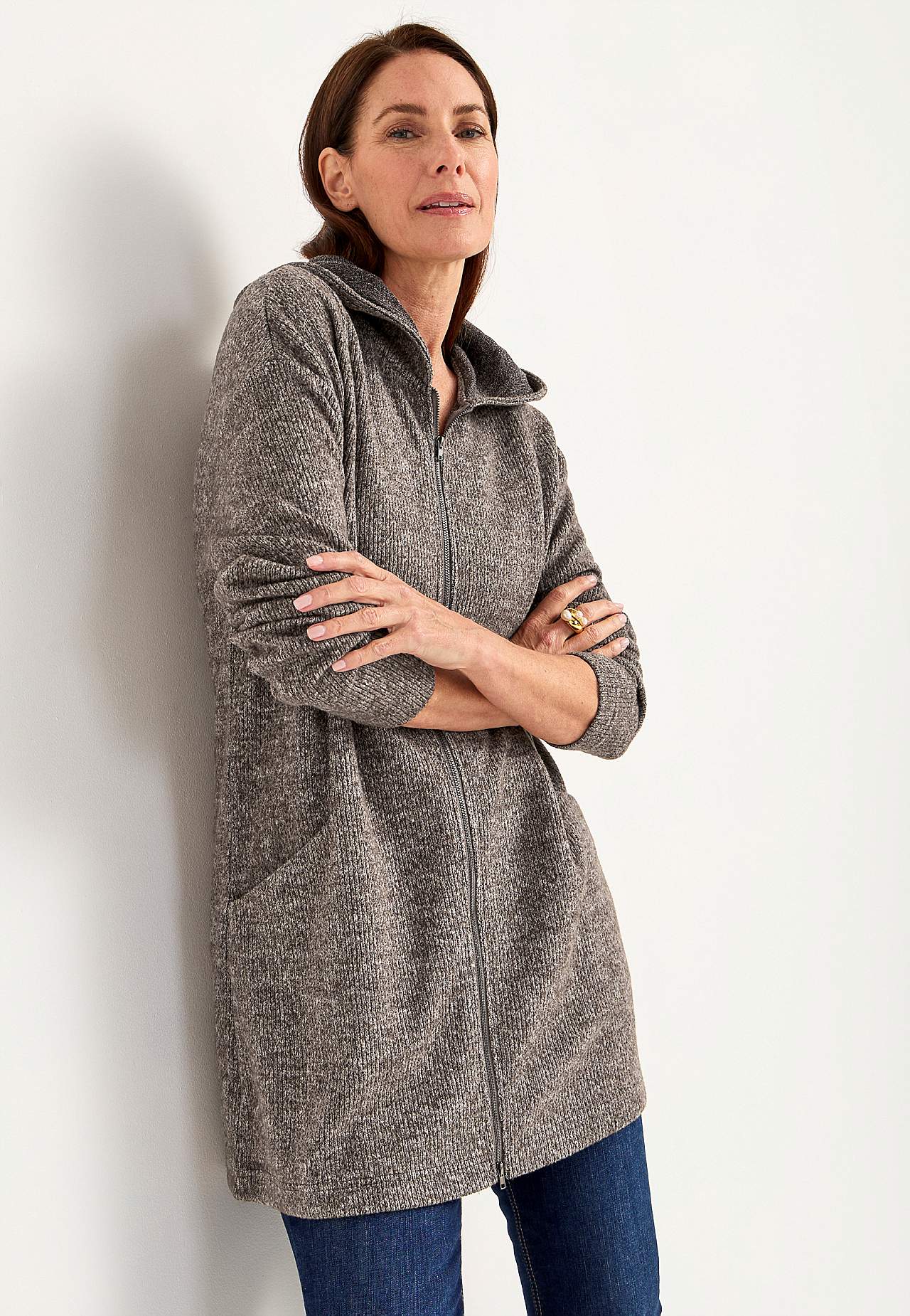 Supermyk lang cardigan med lommer
