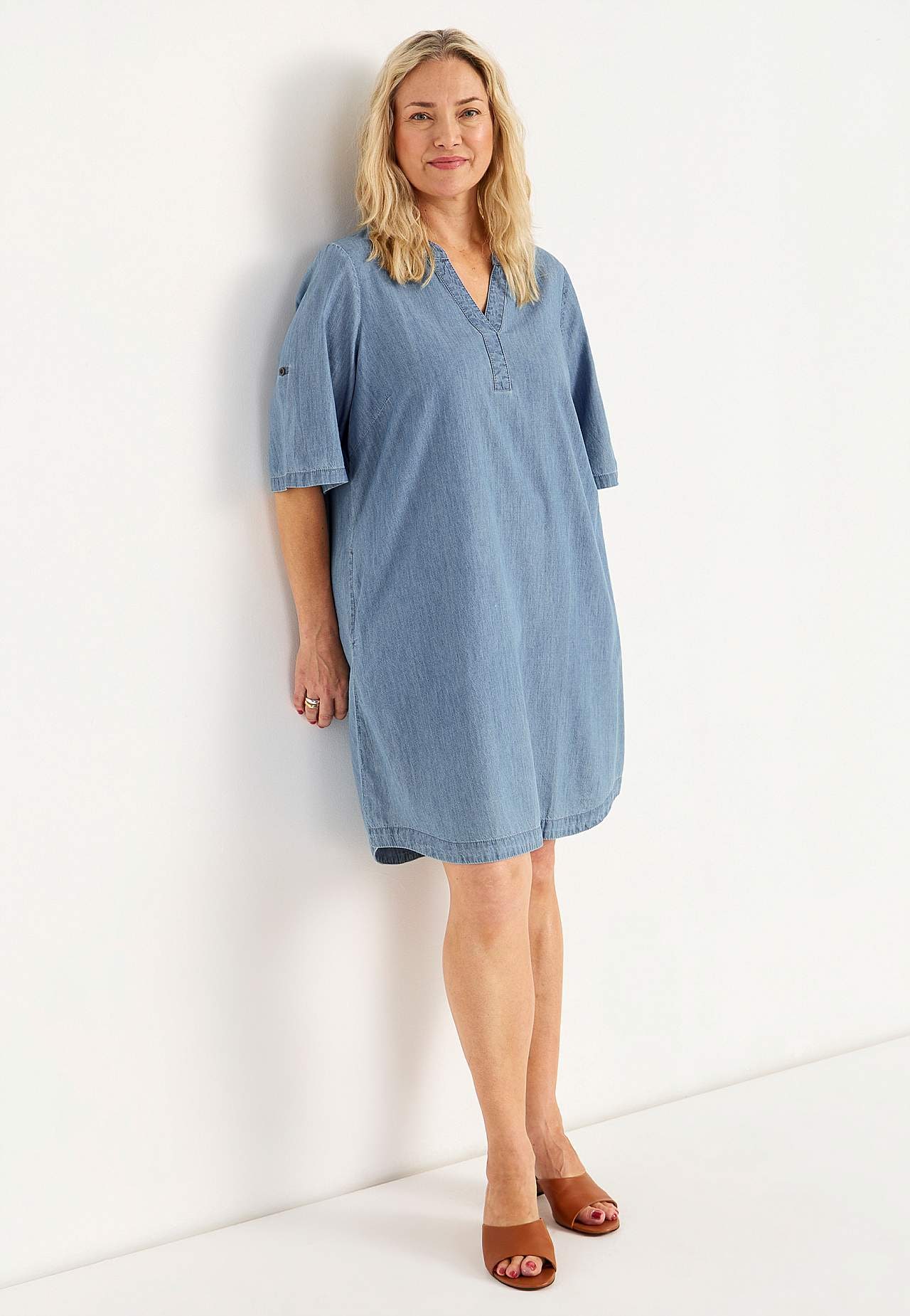 Denimkjole i mykvasket denim