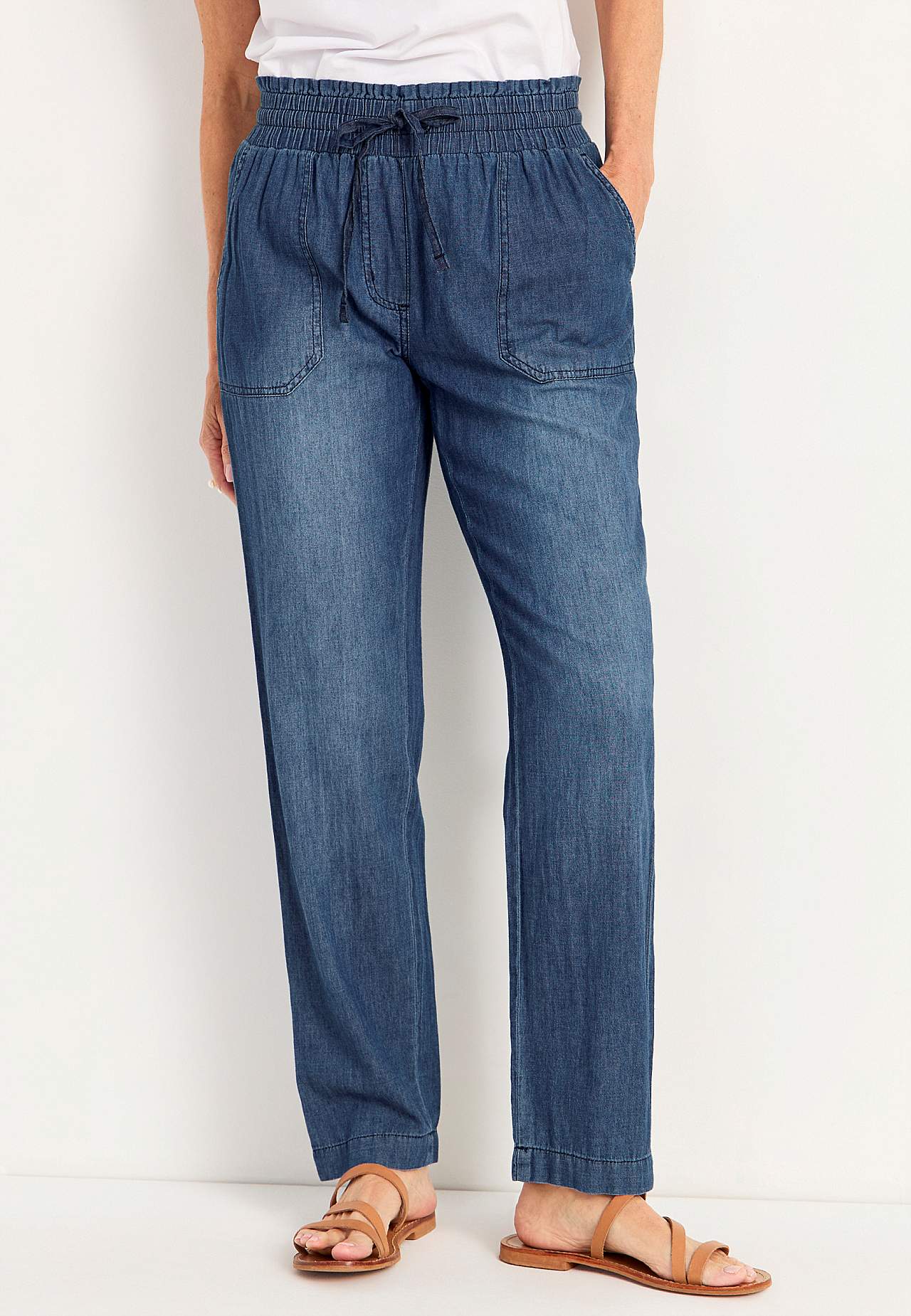 Lang bukse i mykvasket denim