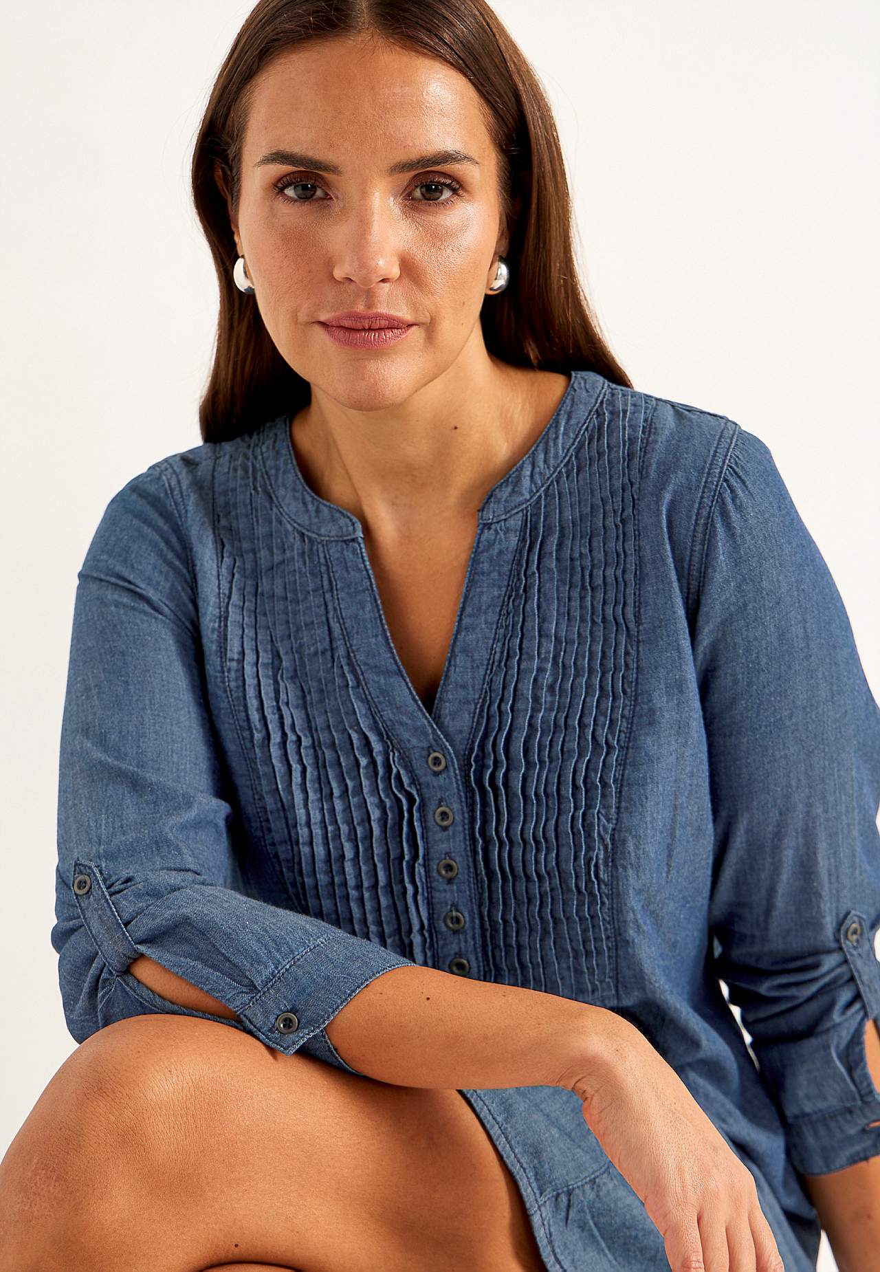 Romslig denimkjole