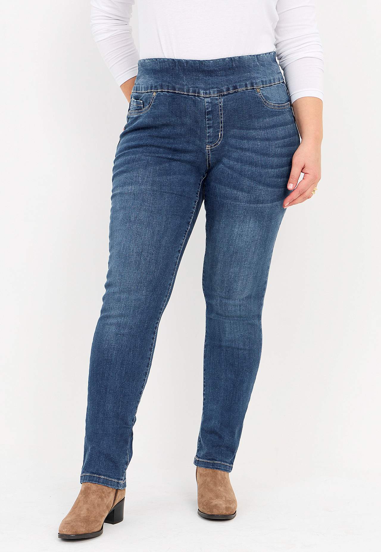 Stretchy jeggings med høy elastisk midje