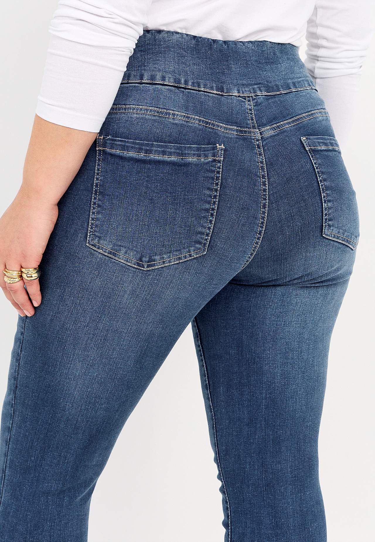 Stretchy jeggings med høy elastisk midje