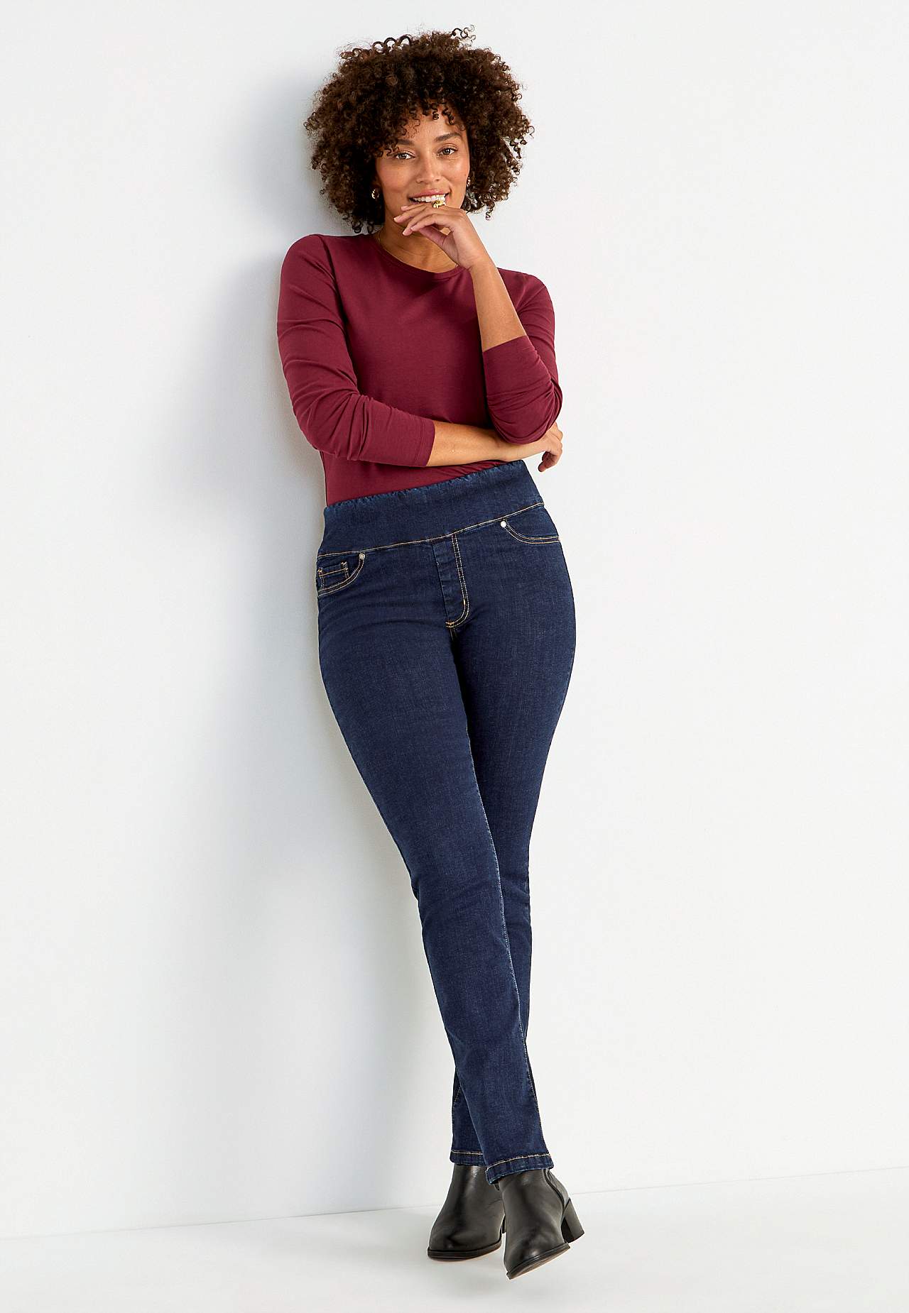 Stretchy jeggings med høy elastisk midje