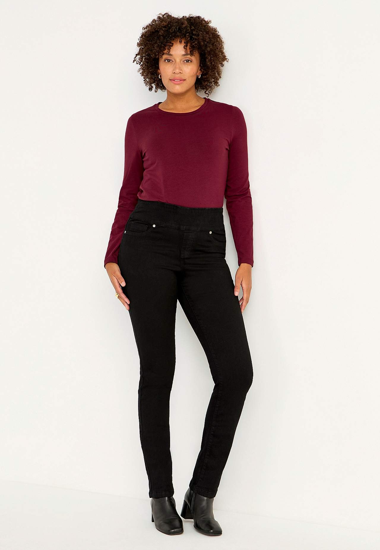 Stretchy jeggings med høy elastisk midje