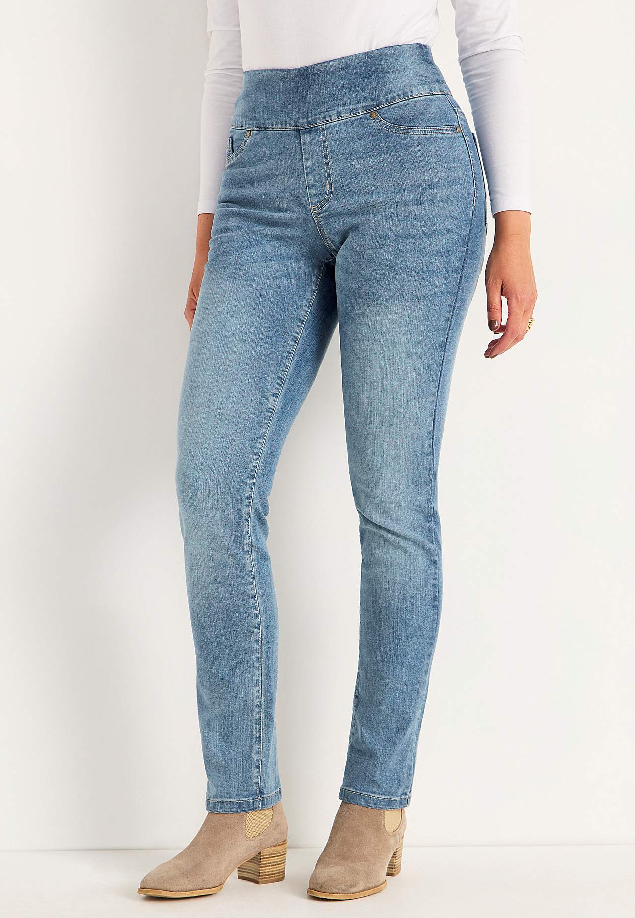 Stretchy jeggings med høy elastisk midje