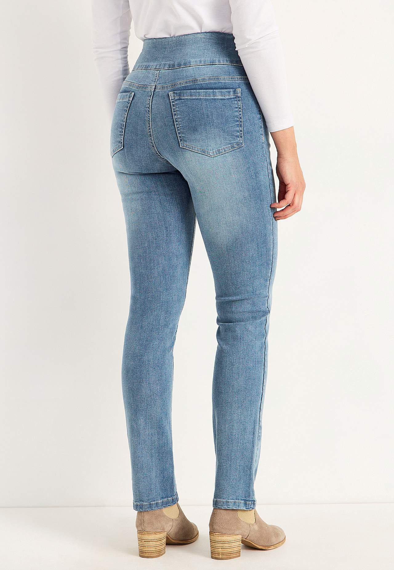 Stretchy jeggings med høy elastisk midje