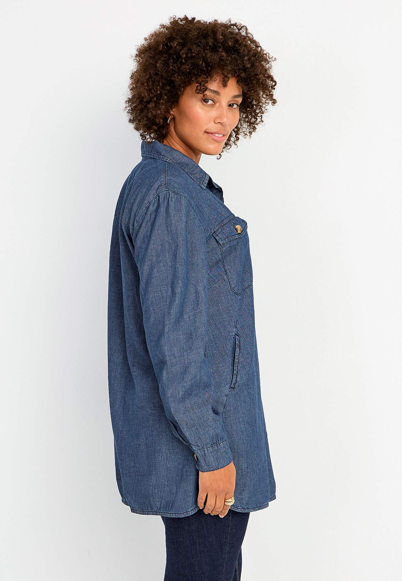 Lang denimskjorte