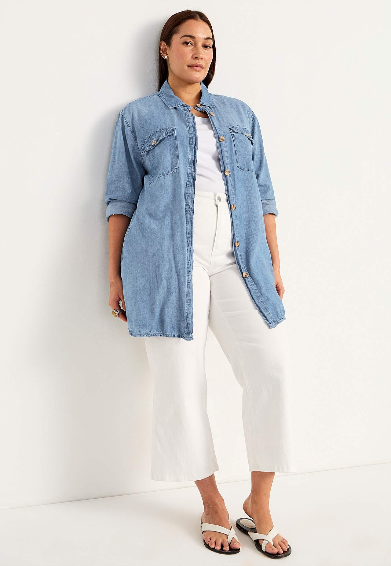 Lang denimskjorte