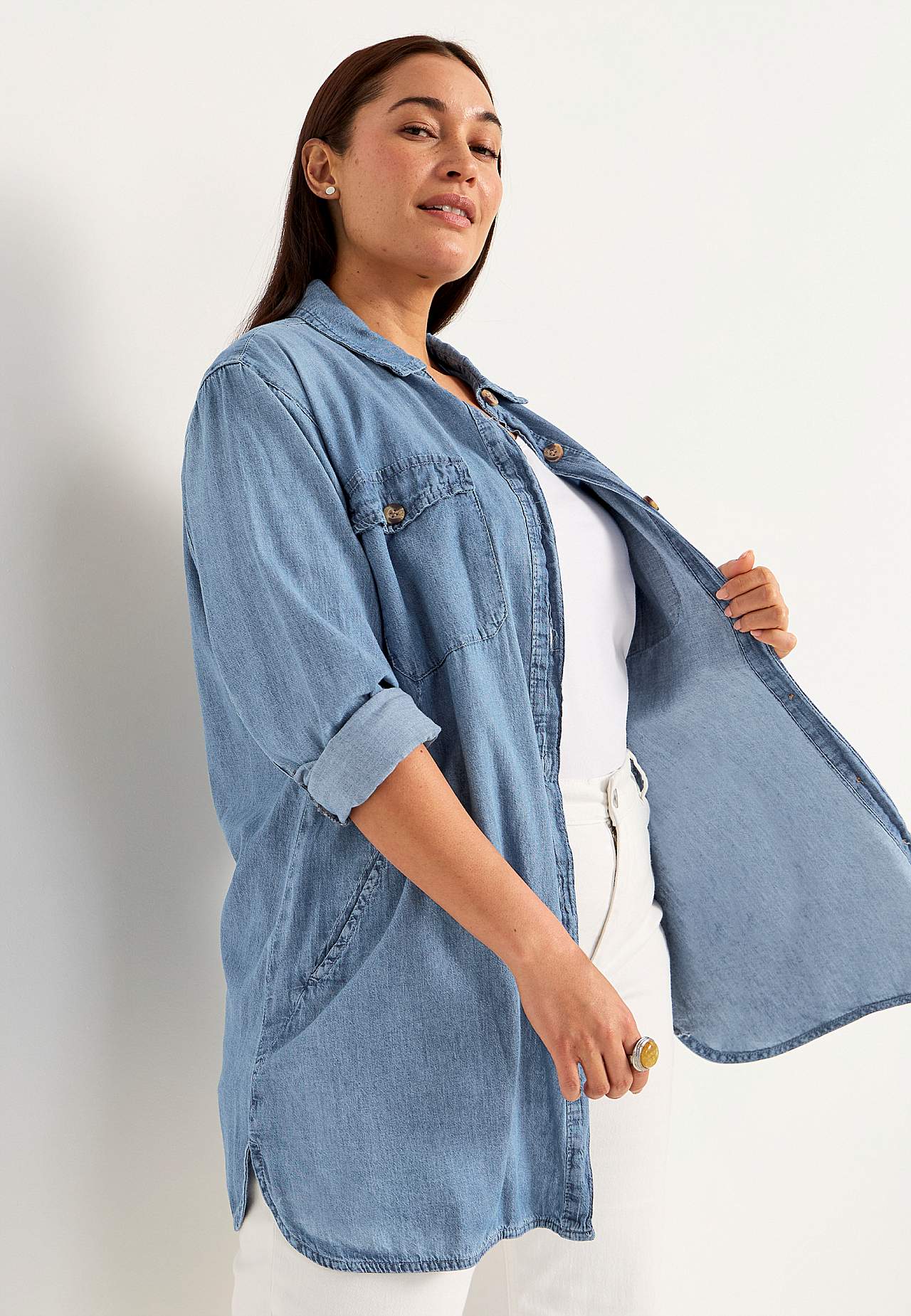 Lang denimskjorte