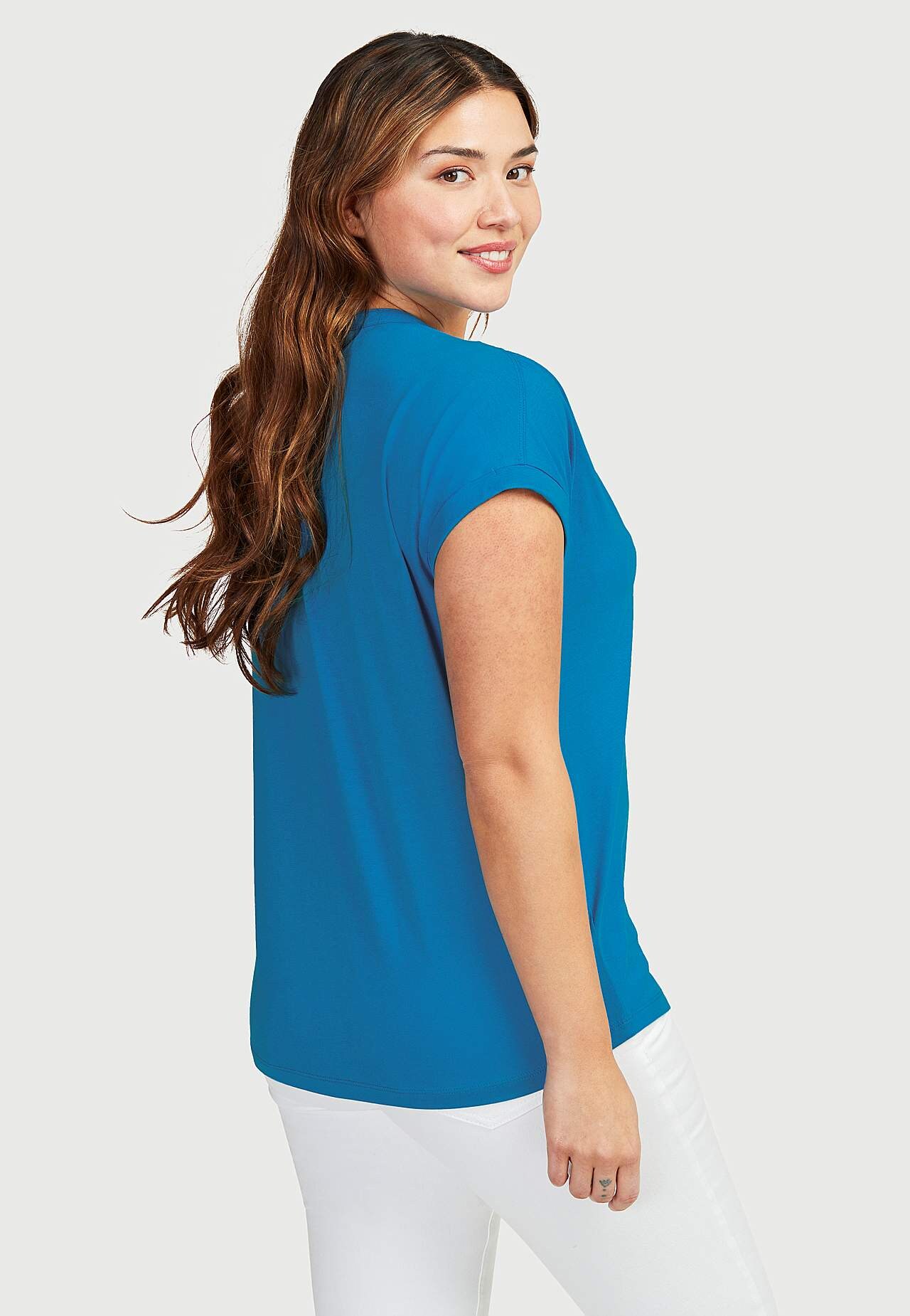 Jerseytopp med metalliske knapper