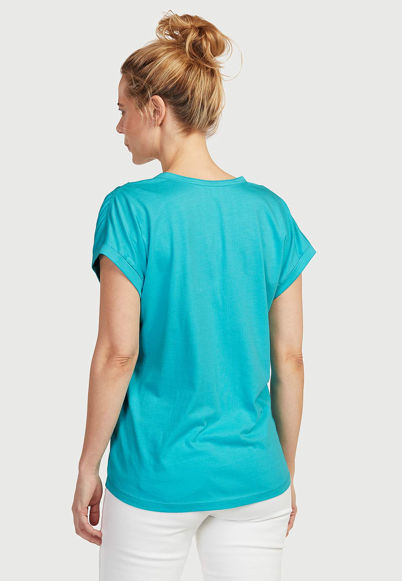 Jerseytopp med metalliske knapper