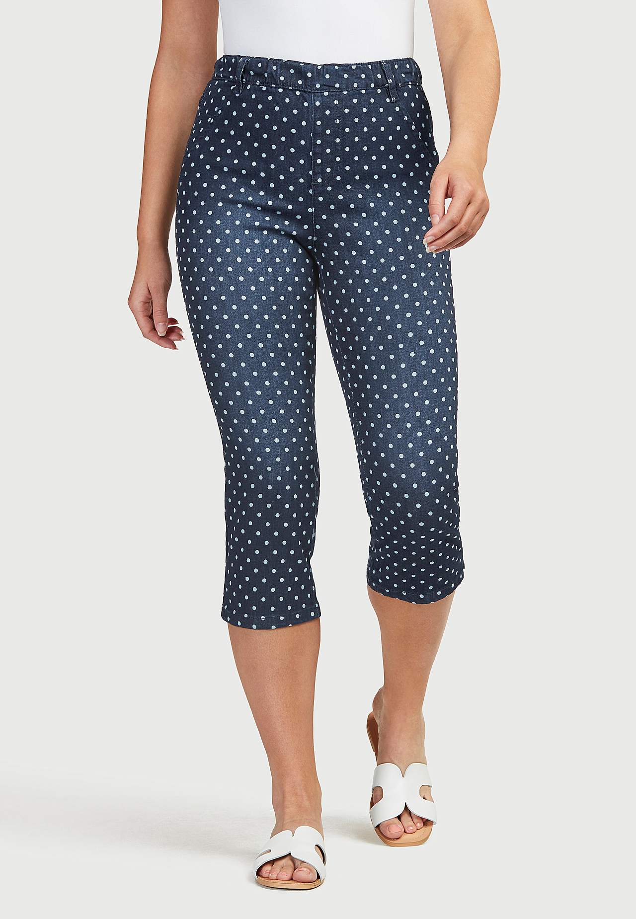 Komfortabel caprijeggings med prikket