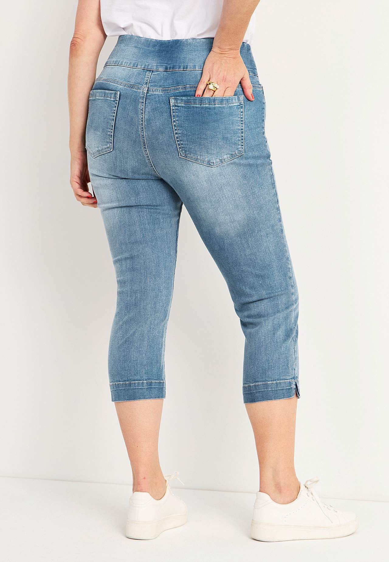 Superkomfortabel caprijeggings i denim Elin