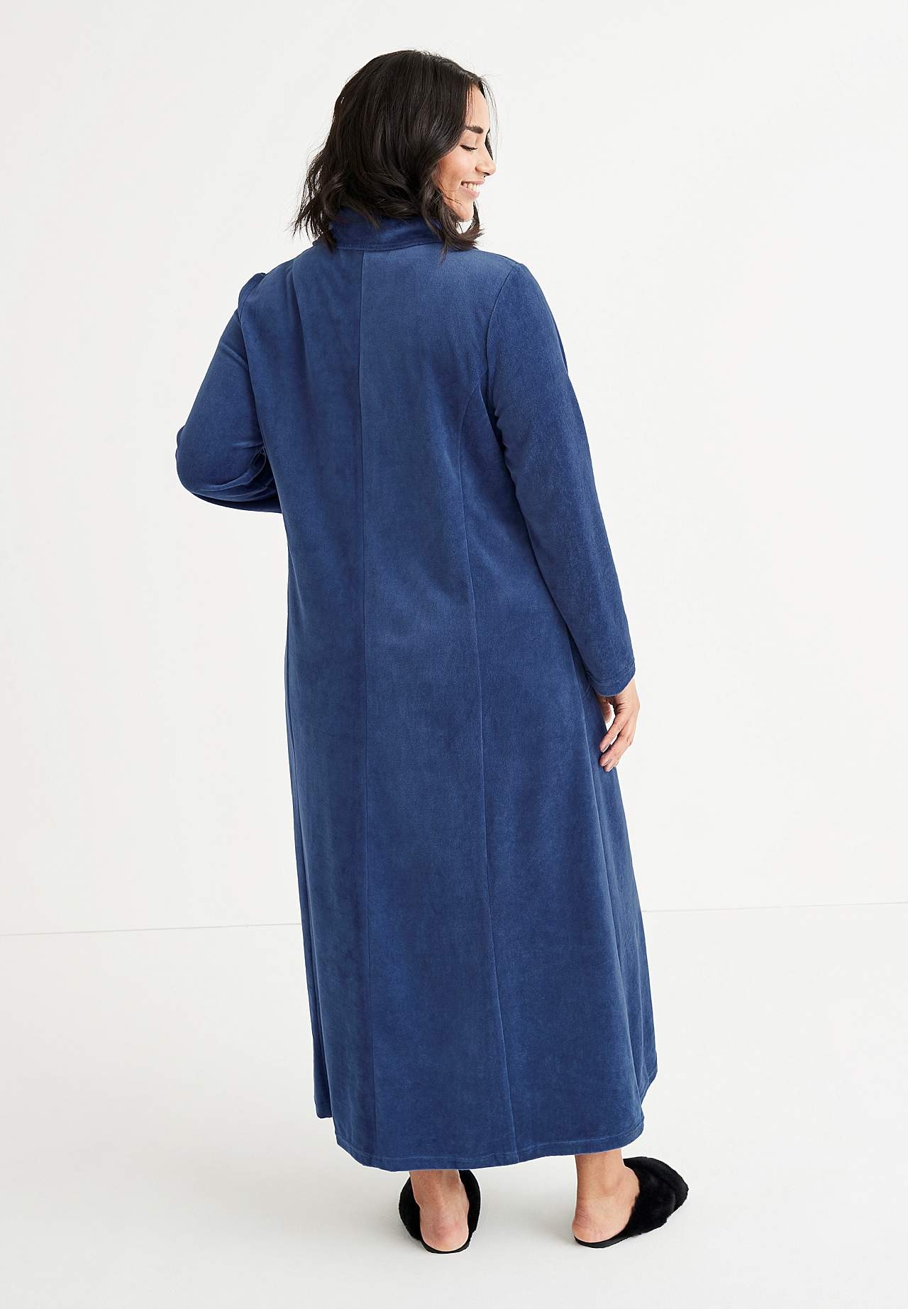 Lang morgenkåpe i velour