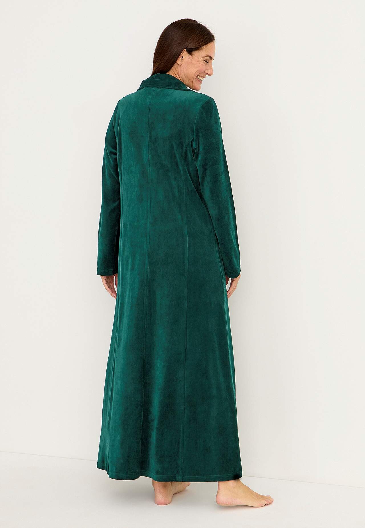 Lang morgenkåpe i velour