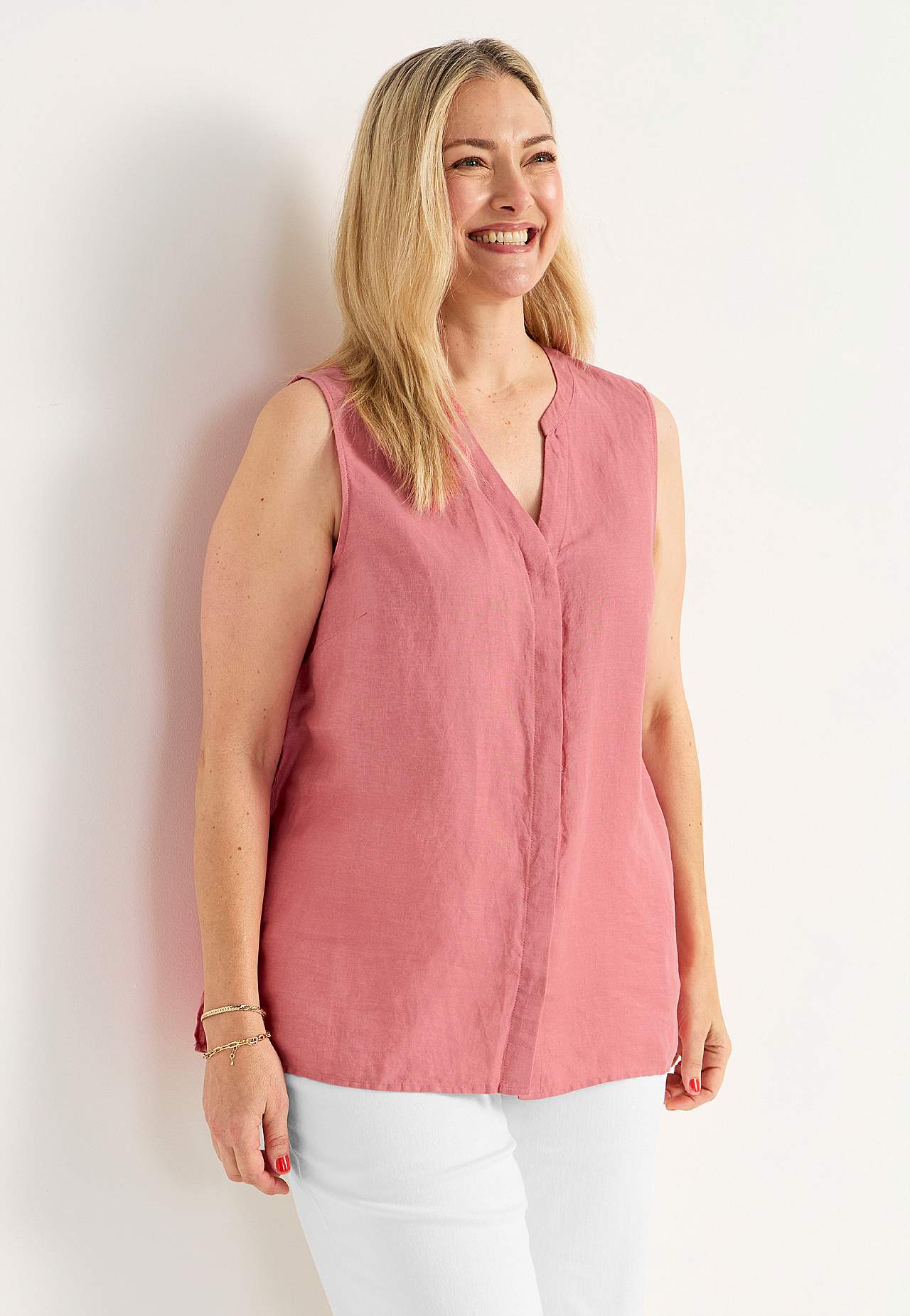 Linbluse Premium med ermeløs design