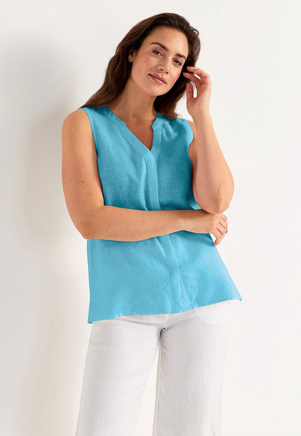 Linbluse Premium med ermeløs design
