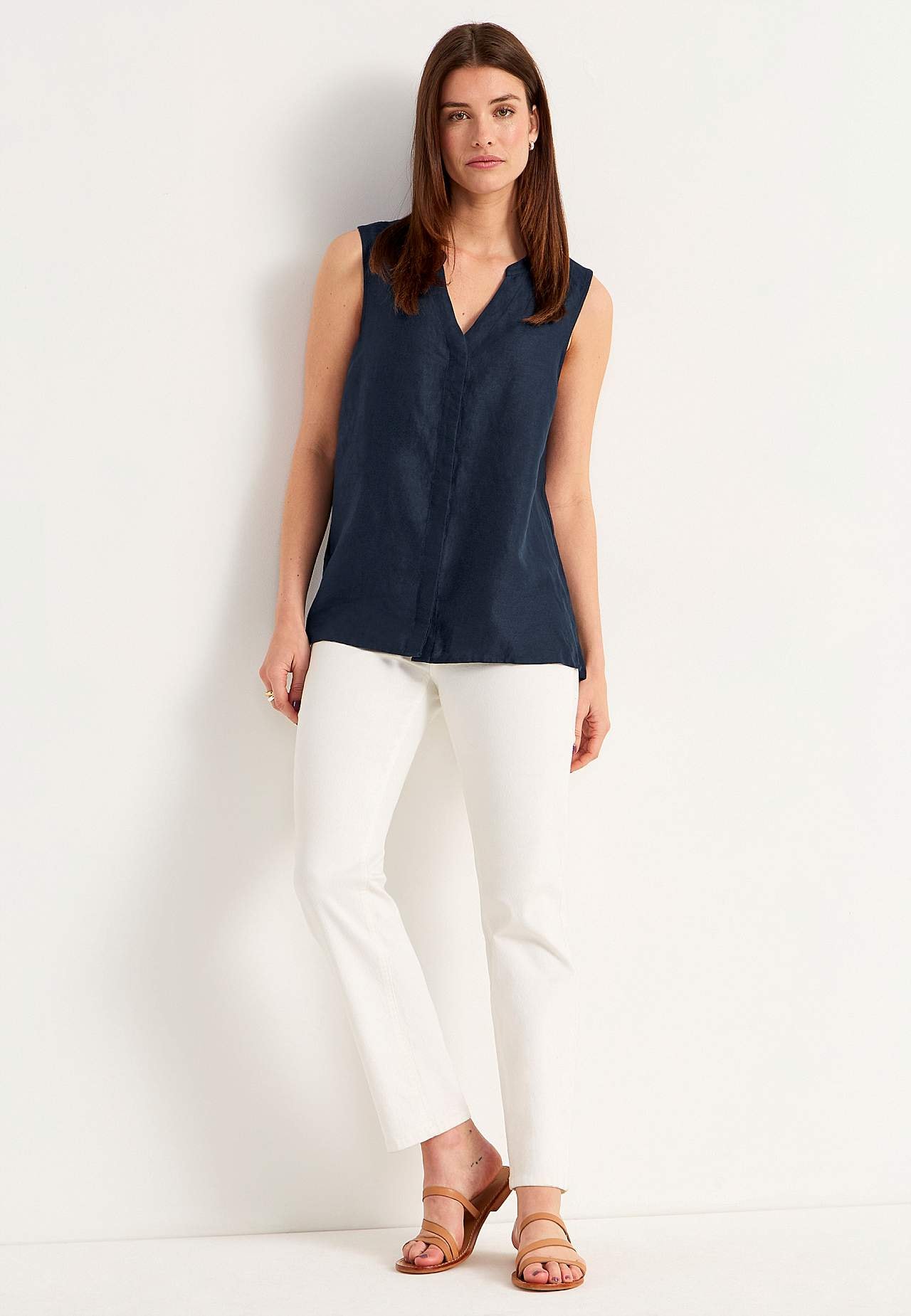 Linbluse Premium med ermeløs design