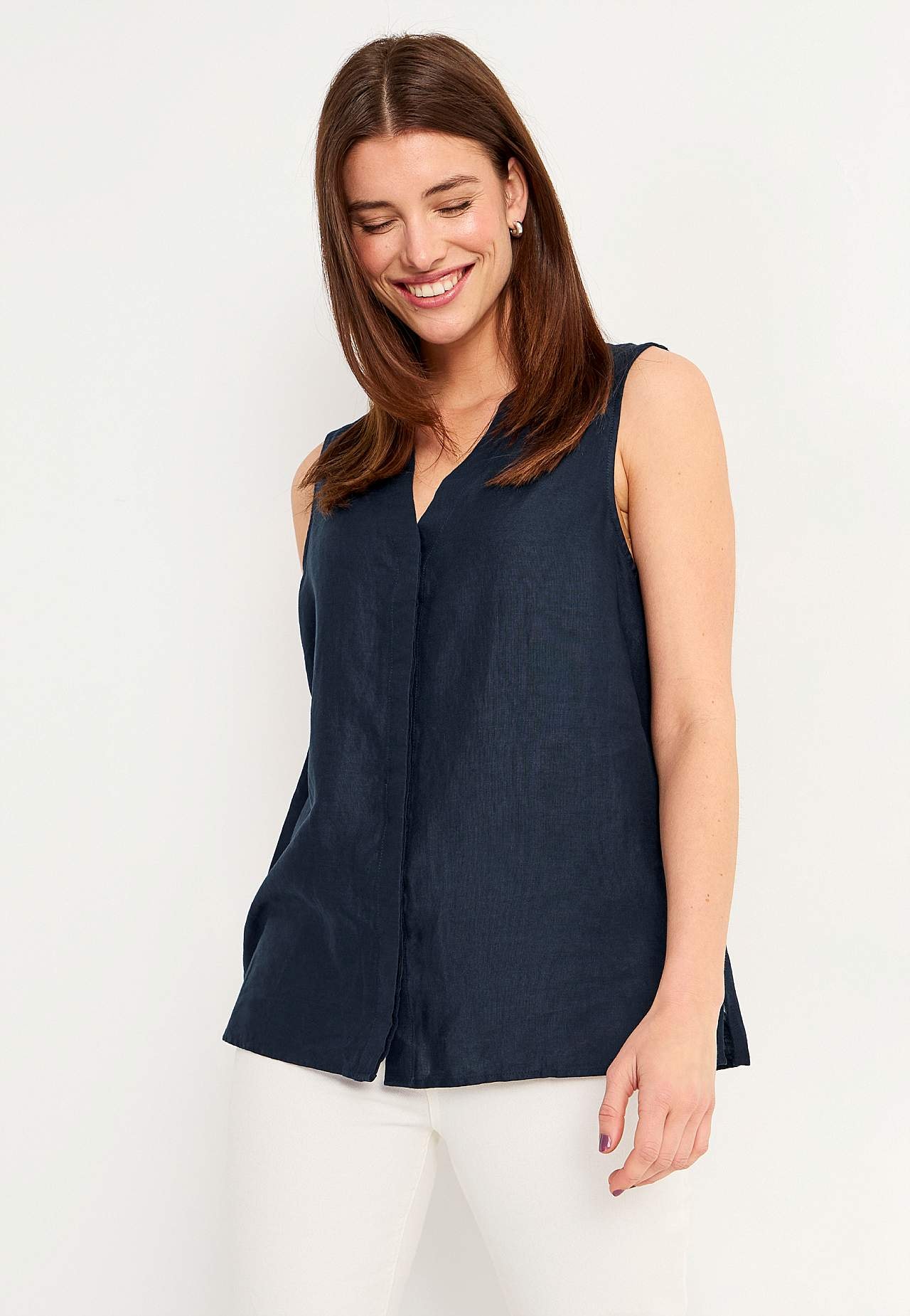 Linbluse Premium med ermeløs design