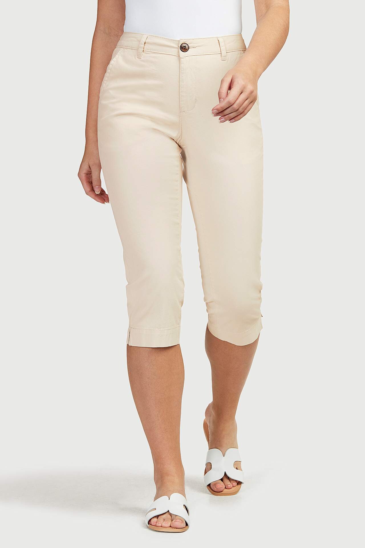 Capribukse i bomullstwill med stretch