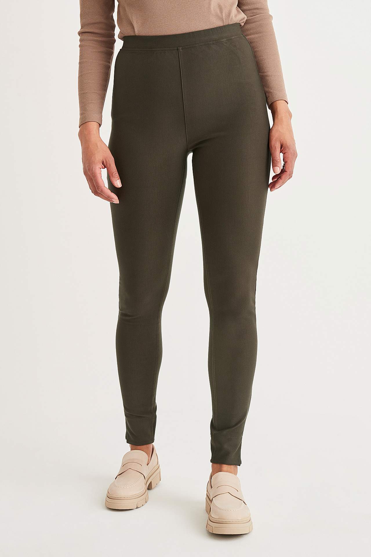 Leggings i jersey med stretch twill