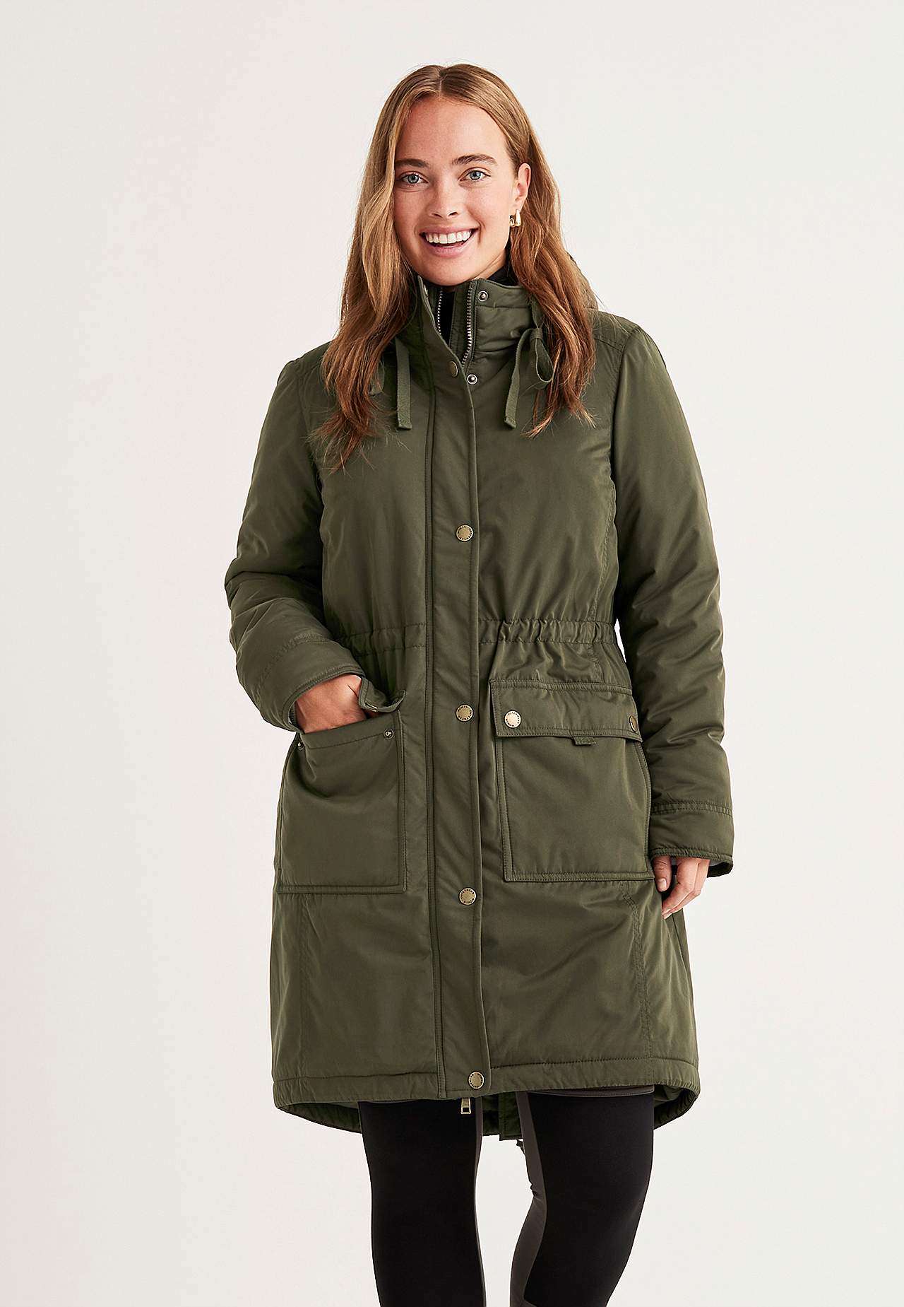 Parkas med fôret med lo hette