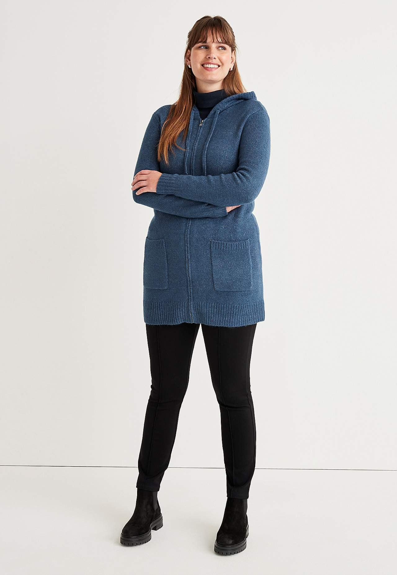 Myk cardigan med hette
