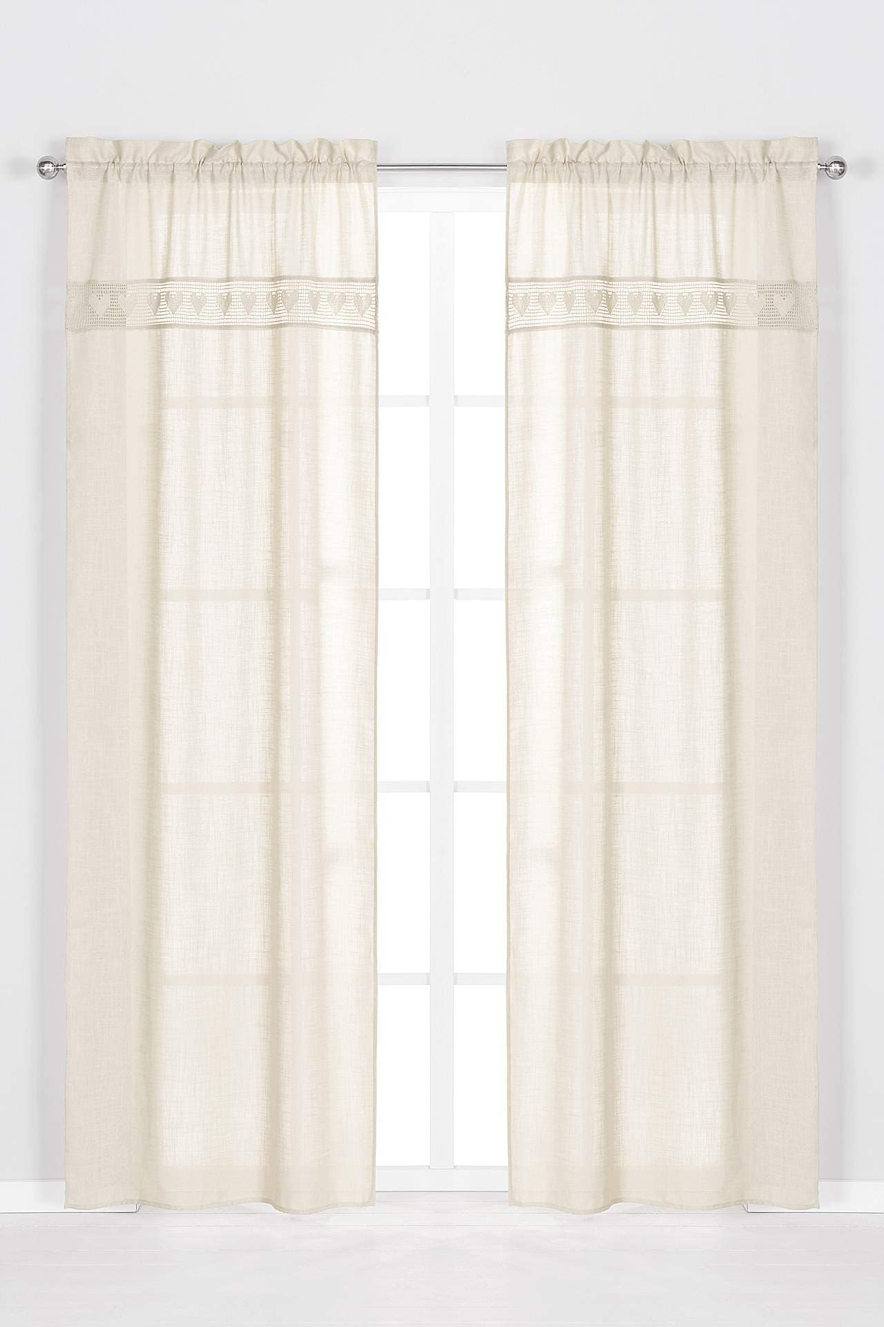 Gardinlengder med blonder Heart 2-pack