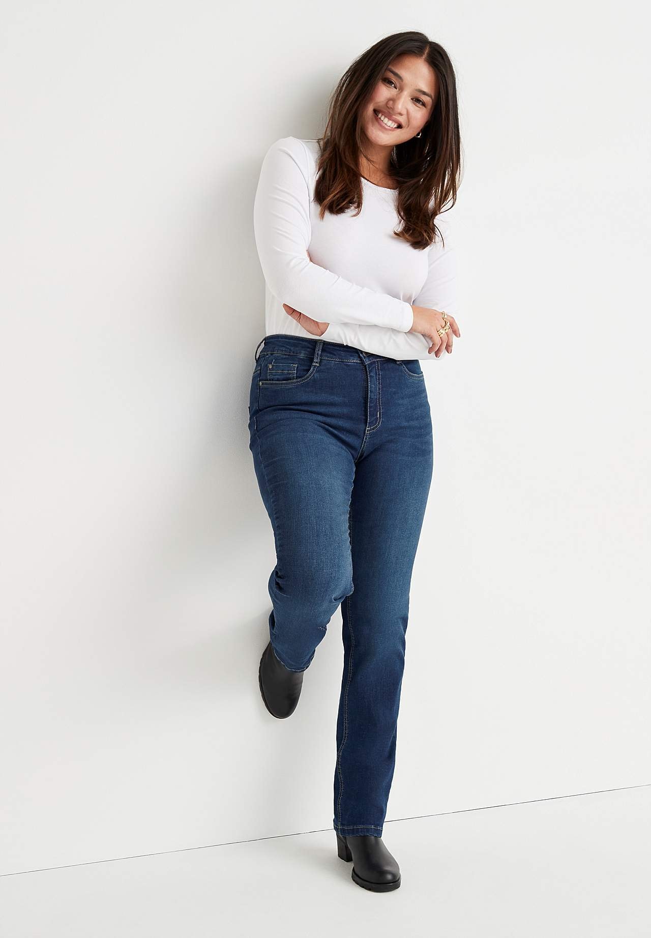 Stretchjeans med rette ben - tre lengder