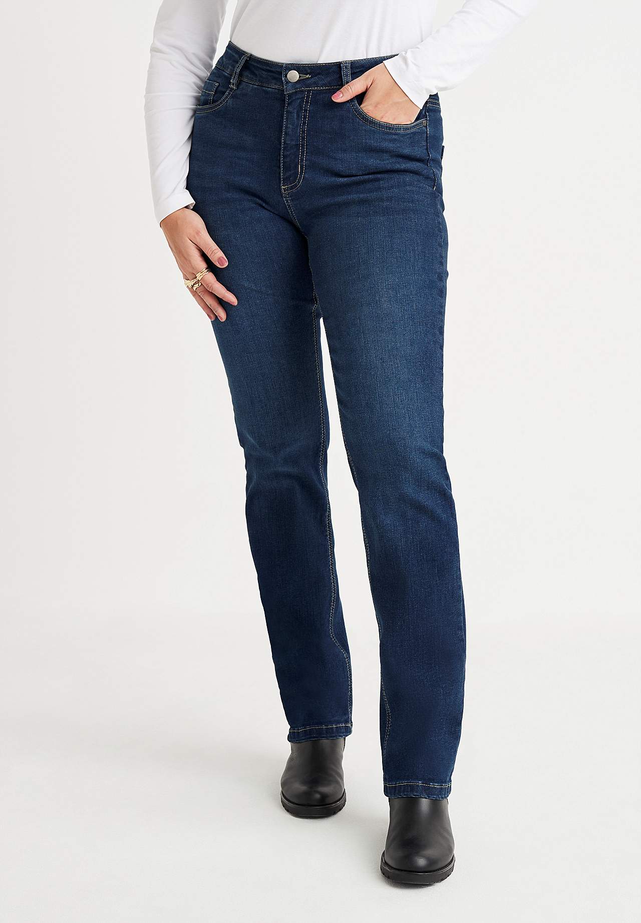 Stretchjeans med rette ben - tre lengder
