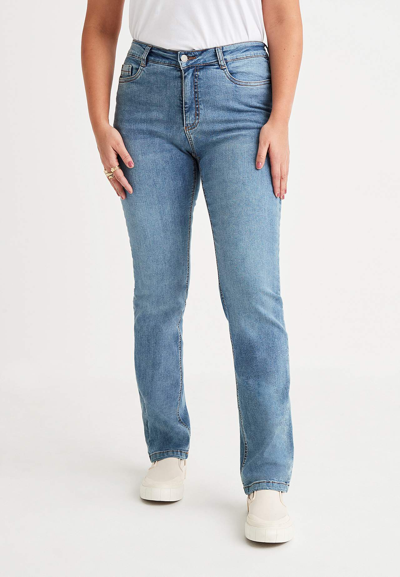 Stretchjeans med rette ben - tre lengder
