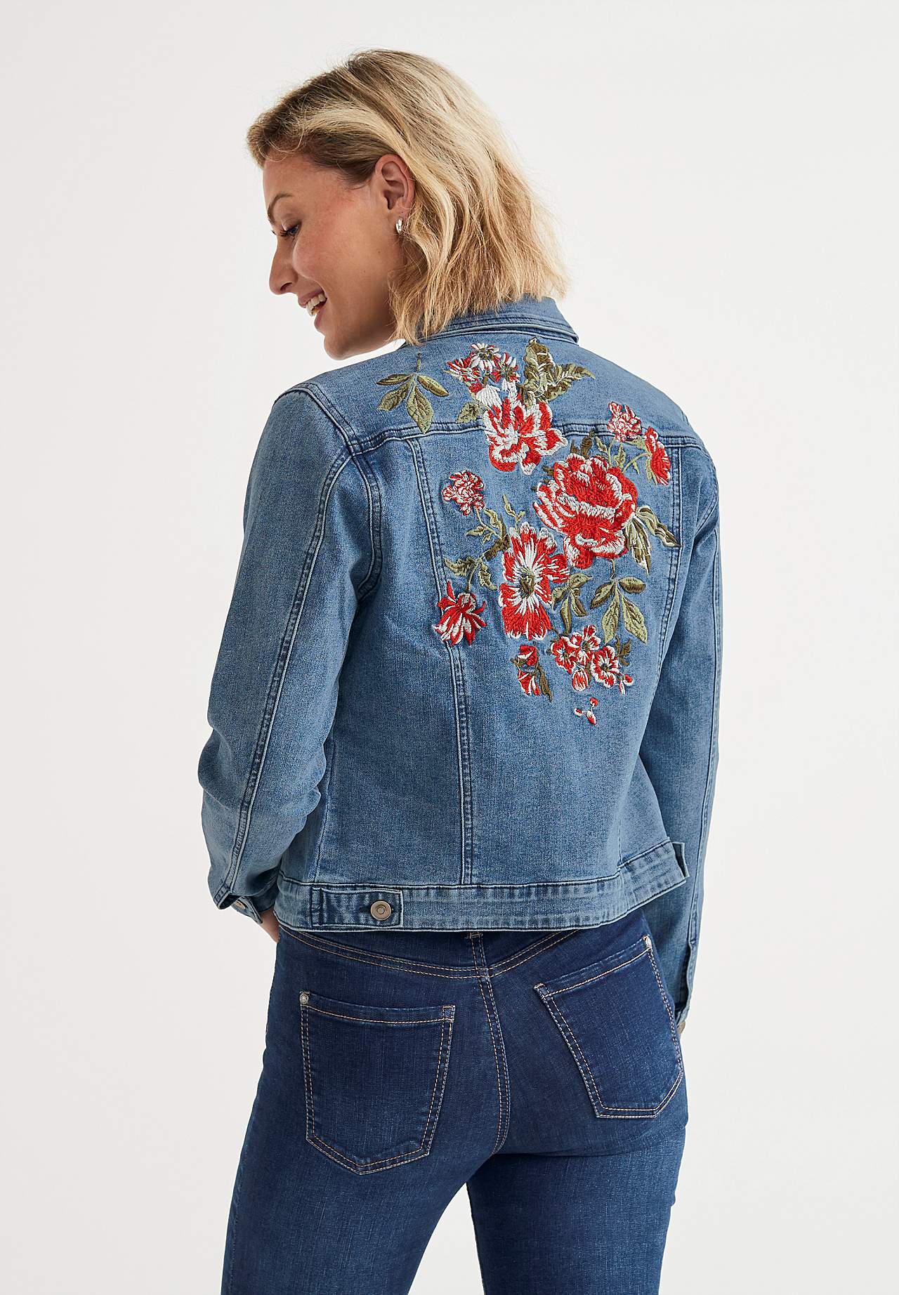 Denimjakke med broderier
