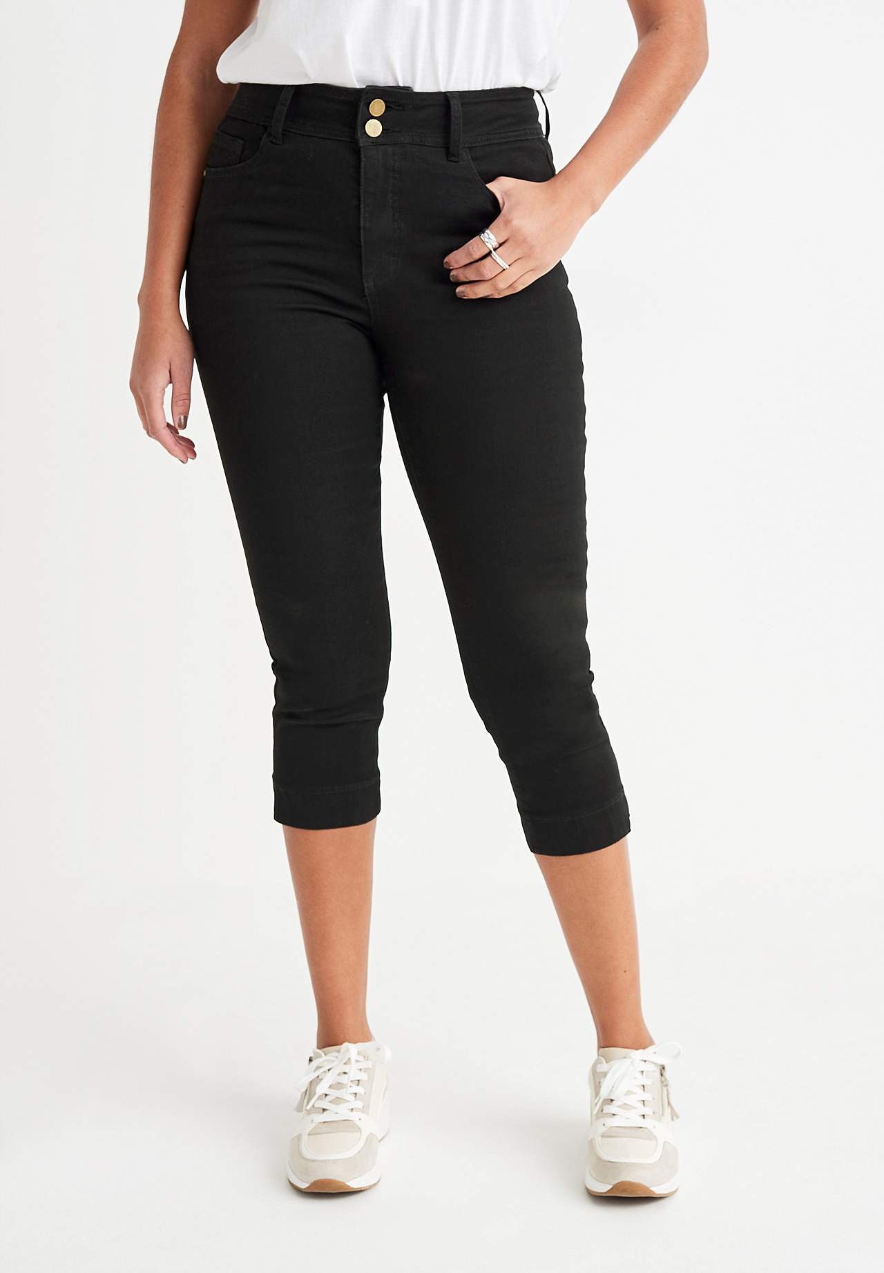 Stretchy caprijeans med shaping-effekt