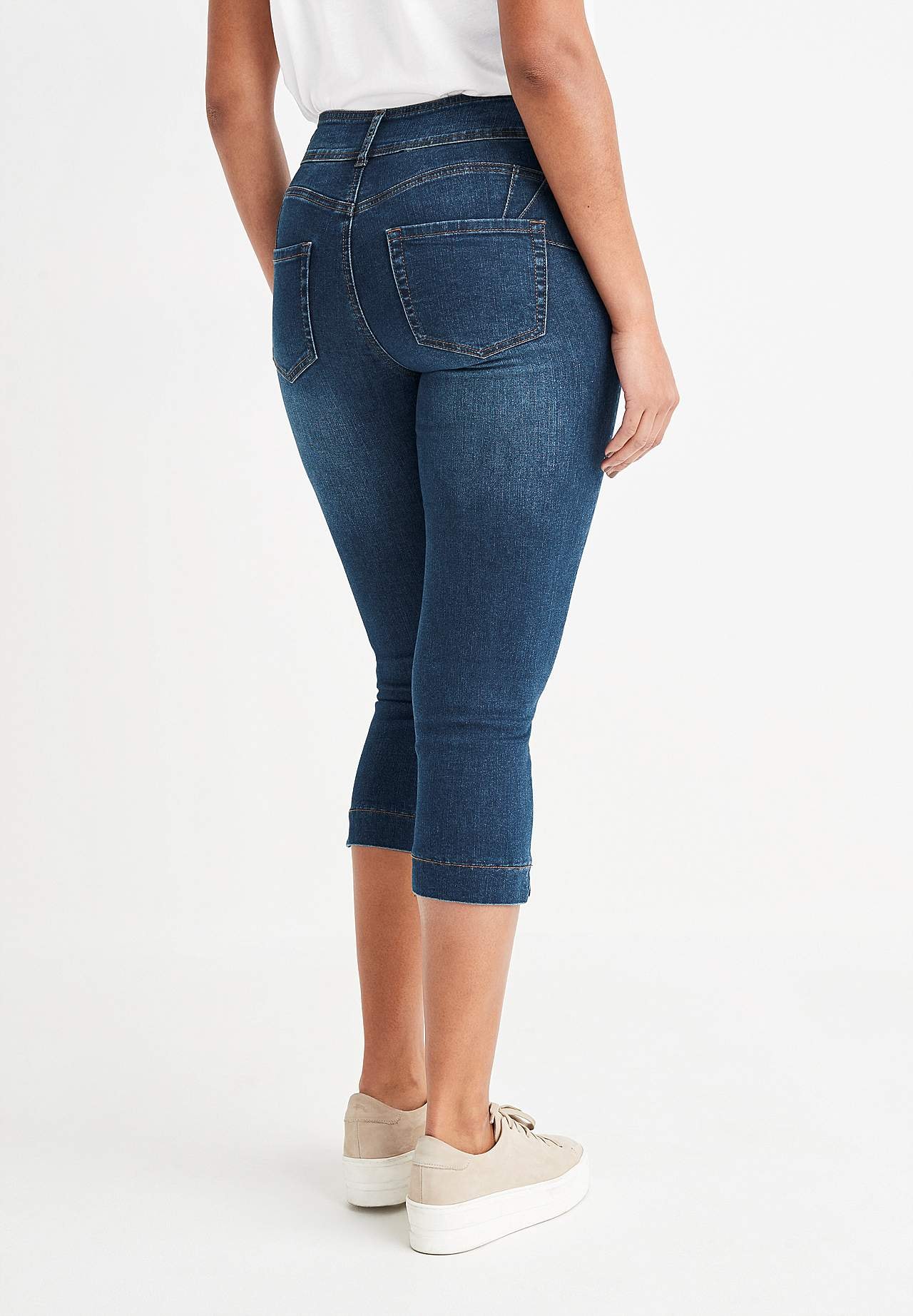 Stretchy caprijeans med shaping-effekt