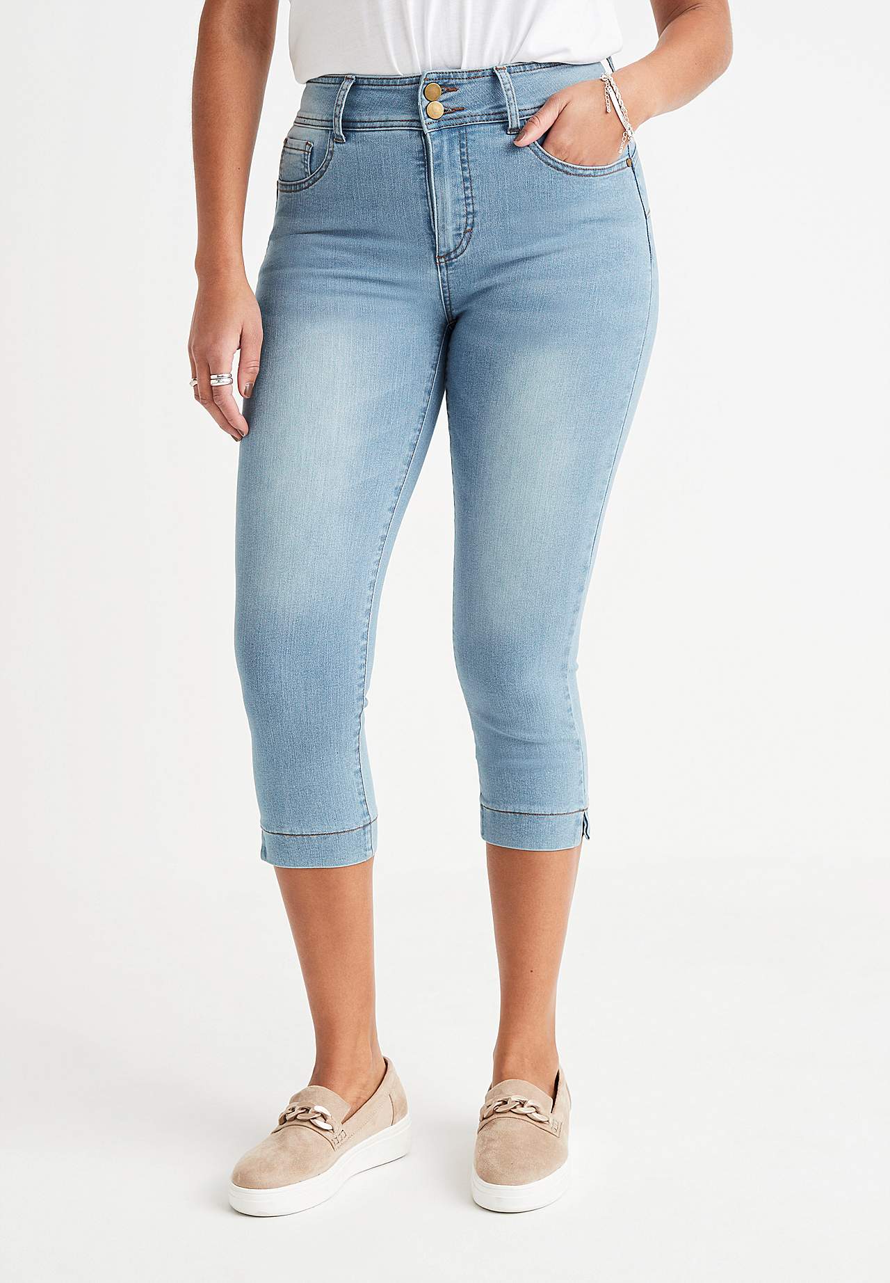Stretchy caprijeans med shaping-effekt
