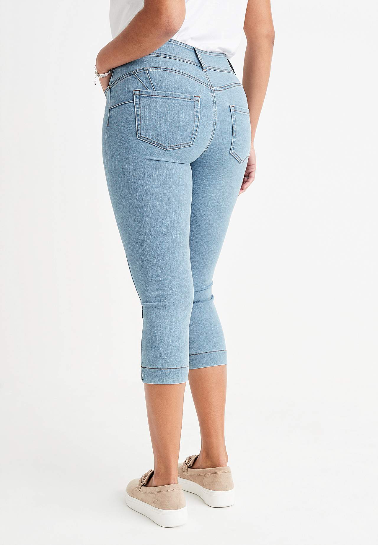 Stretchy caprijeans med shaping-effekt