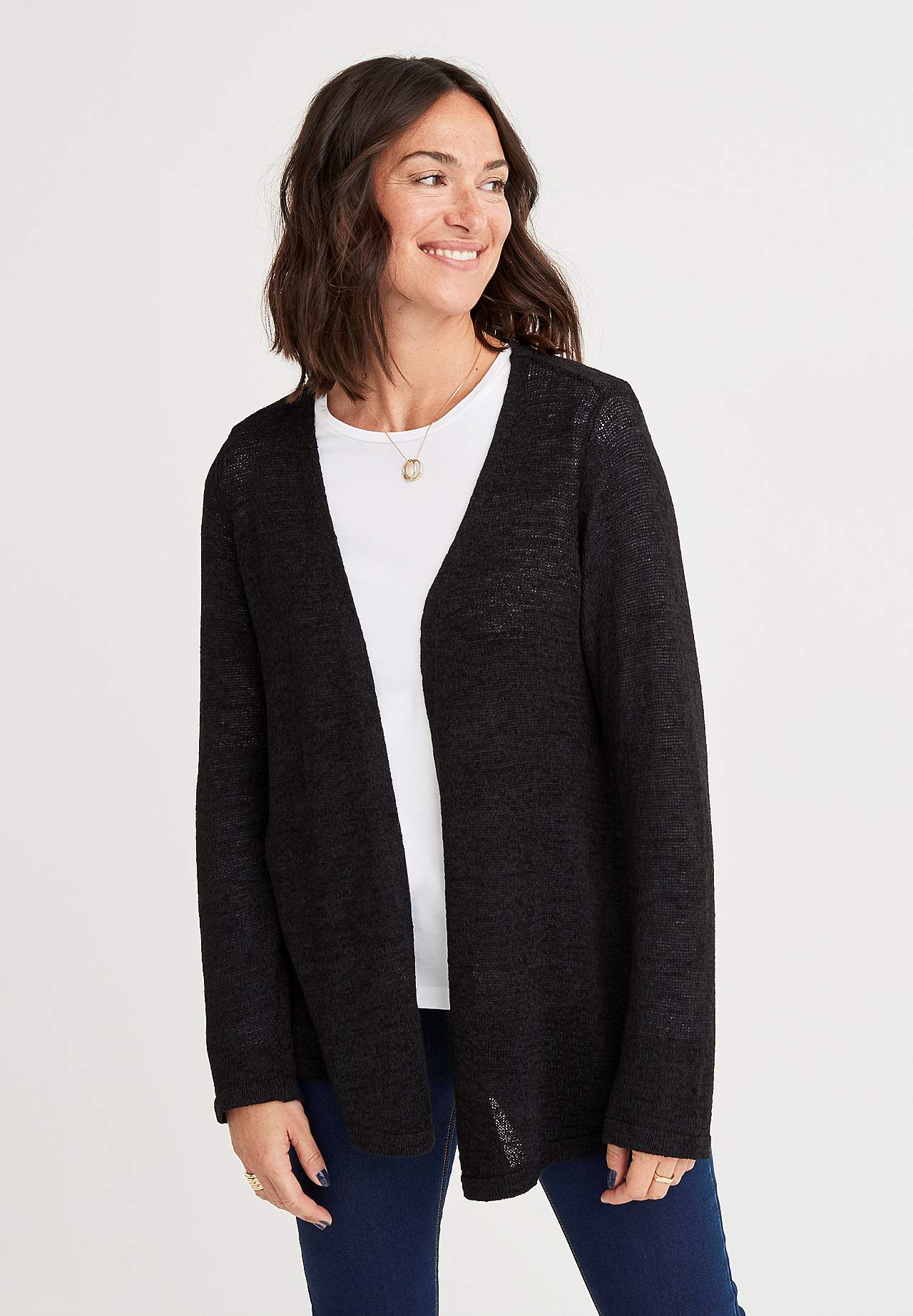 Strikket cardigan med åpen fremside Marika