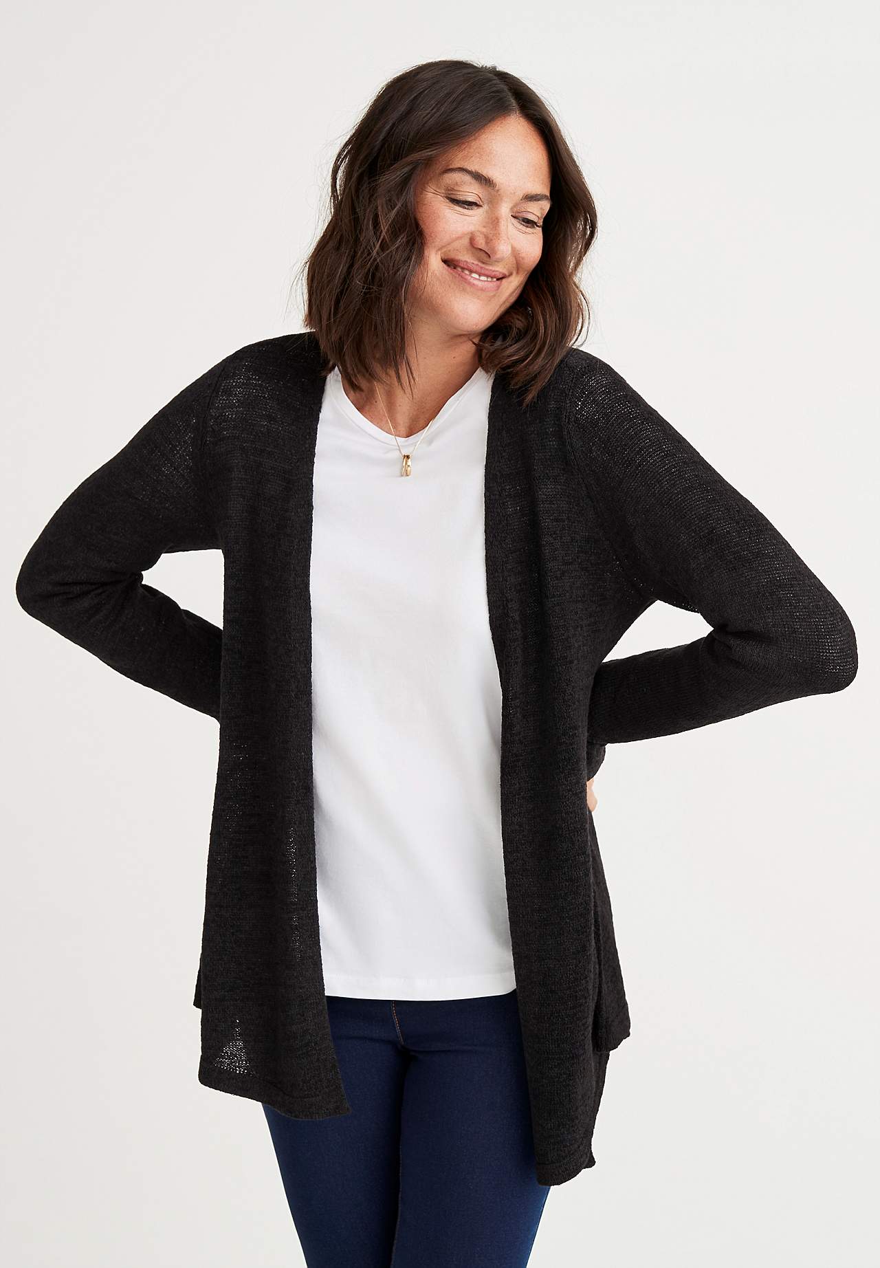 Strikket cardigan med åpen fremside Marika
