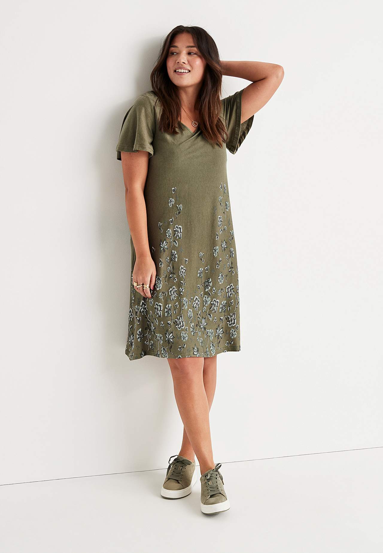 A-linjeformet Jersey-kjole