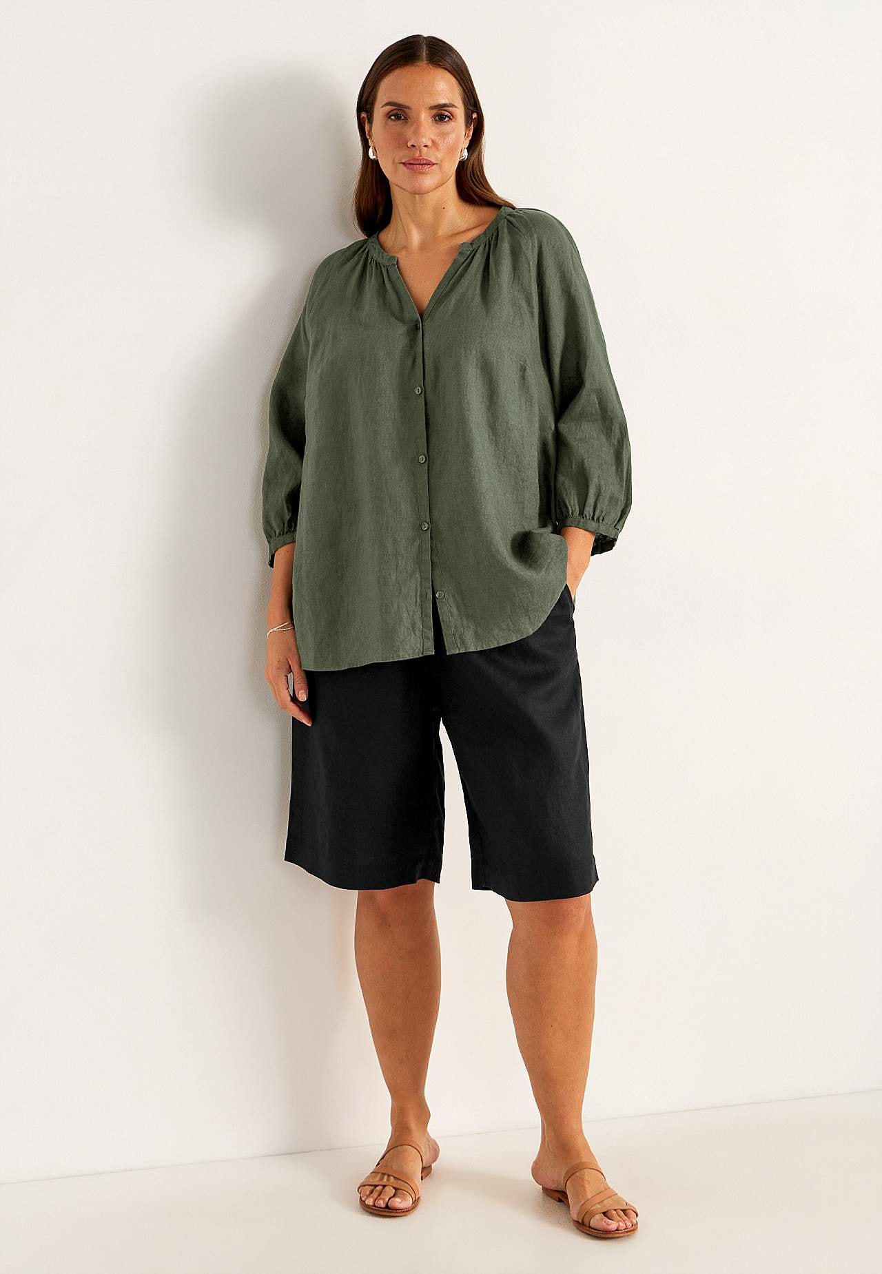 Shorts Premium i lin med strikk i midjen