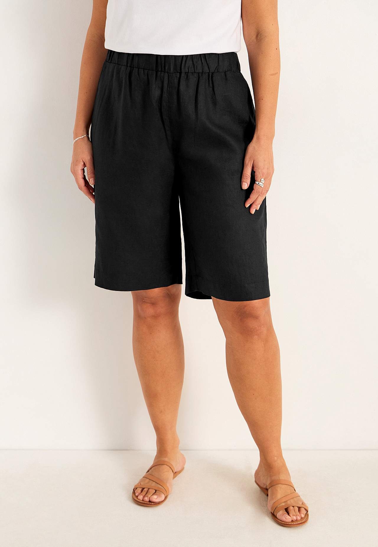 Shorts Premium i lin med strikk i midjen