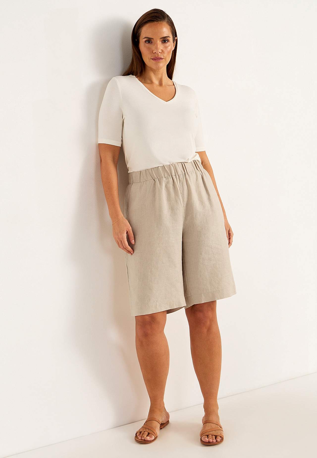 Shorts Premium i lin med strikk i midjen