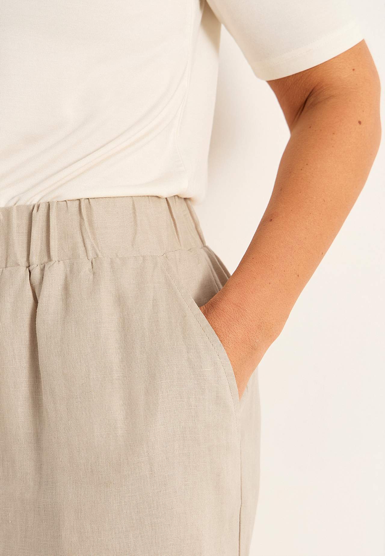 Shorts Premium i lin med strikk i midjen
