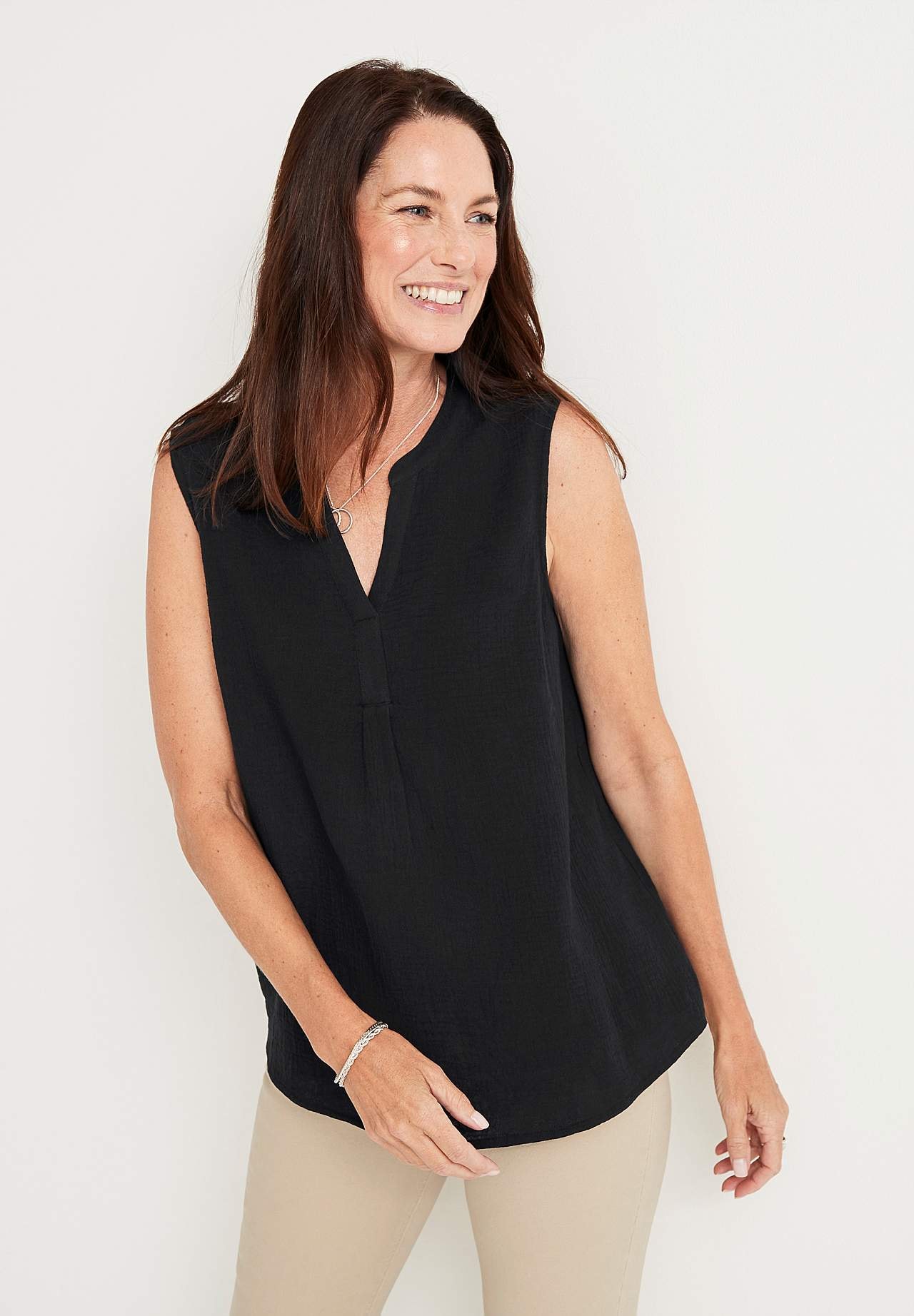 Ermløs, rynket bluse Patricia