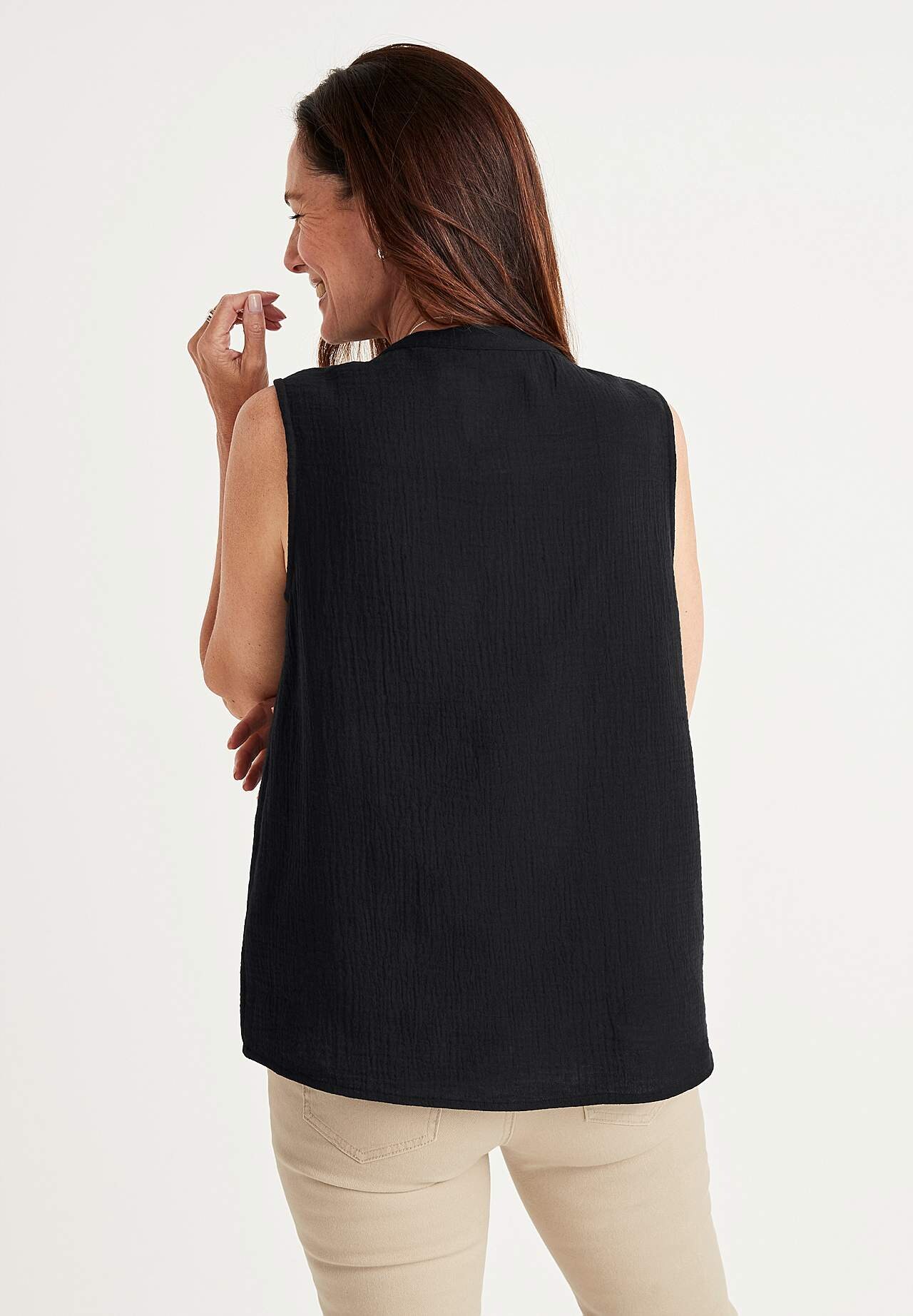 Ermløs, rynket bluse Patricia