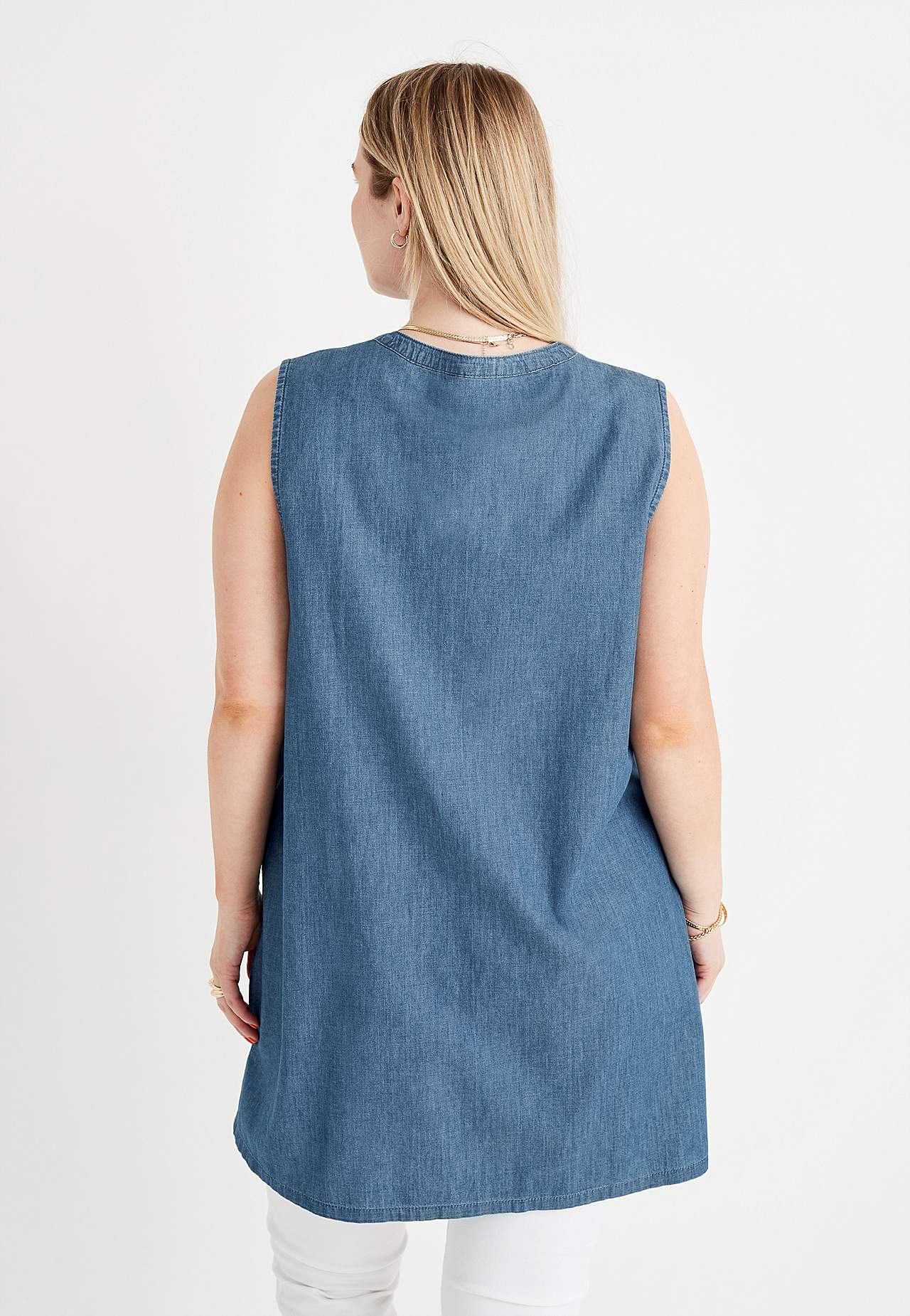 Ermløs denimtunika