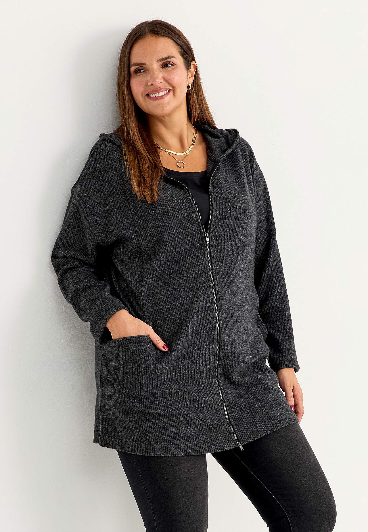 Supermyk lang cardigan med lommer